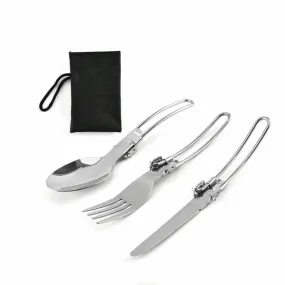 Foldable Stainless Steel Set Spoon / Fork / Knife 3 pcs