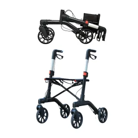 Foldable Wheeled Walker with Backrest and Bag - Adjustable Height, Lightweight, and Sturdy Design for Enhanced Mobility Support by Pursonic