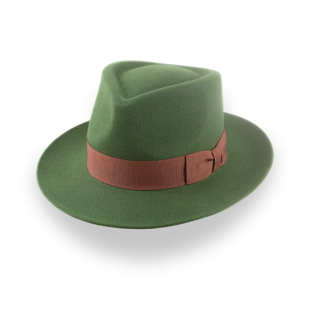 Forest Green Snap Brim Fedora in Stylish Fur Felt | The Sovereign