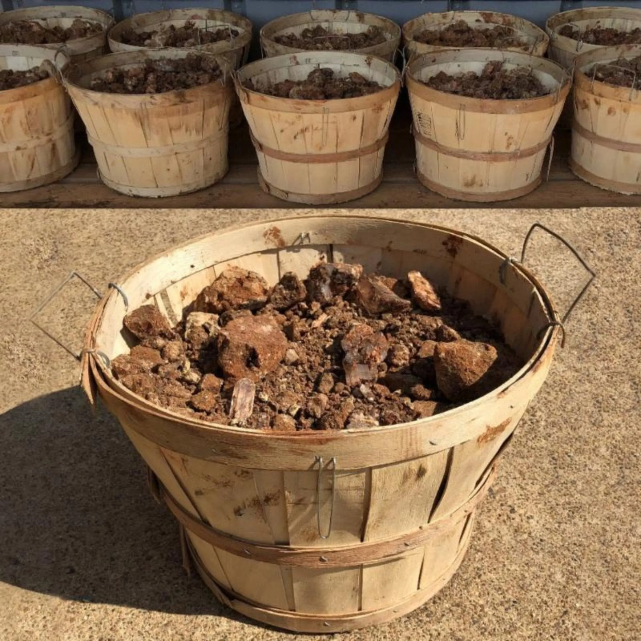 Fresh Dirt Basket Bag Of Assorted Quartz Crystals With Oxalic Acid