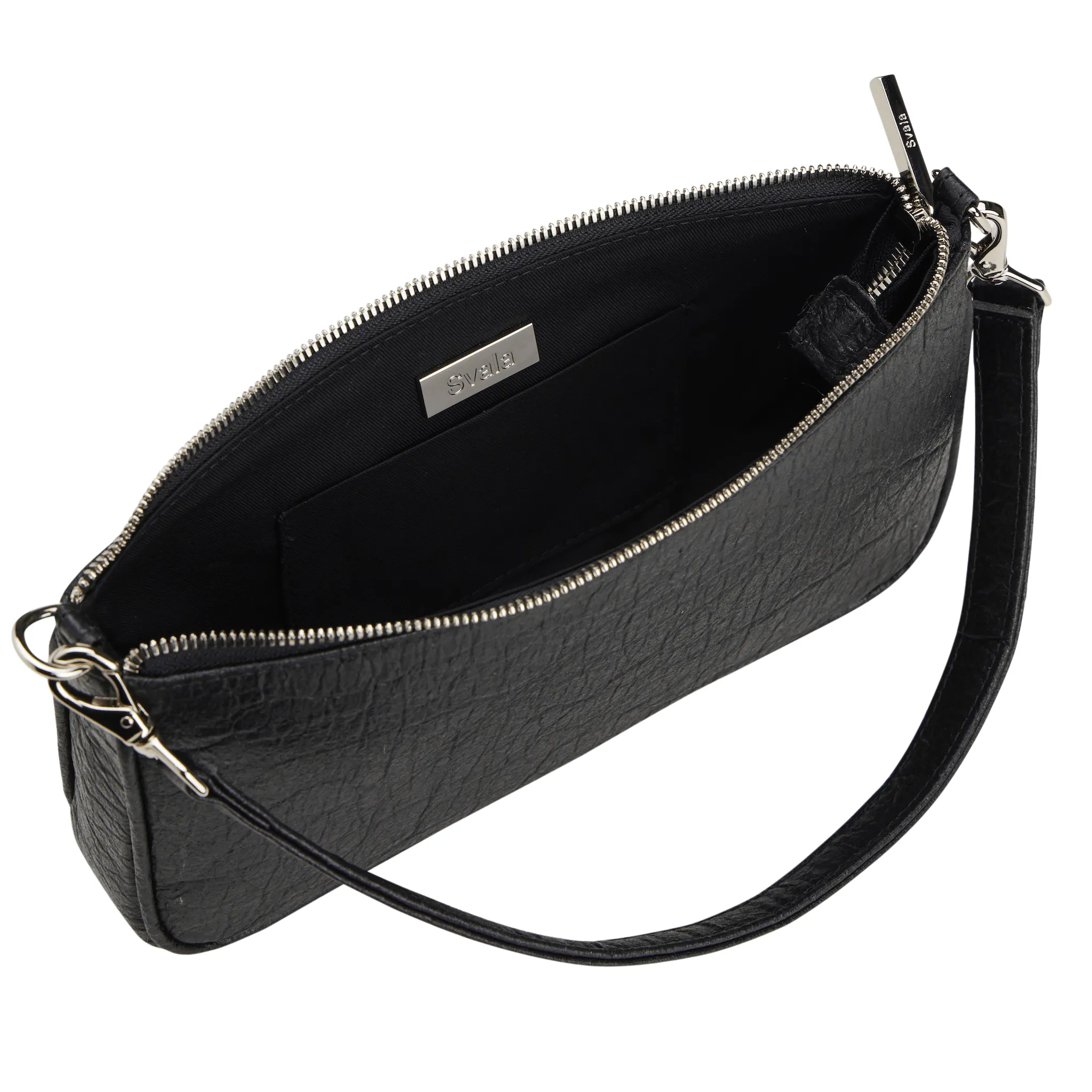 Gaia Piñatex® Vegan Shoulder Bag | Metallic Black