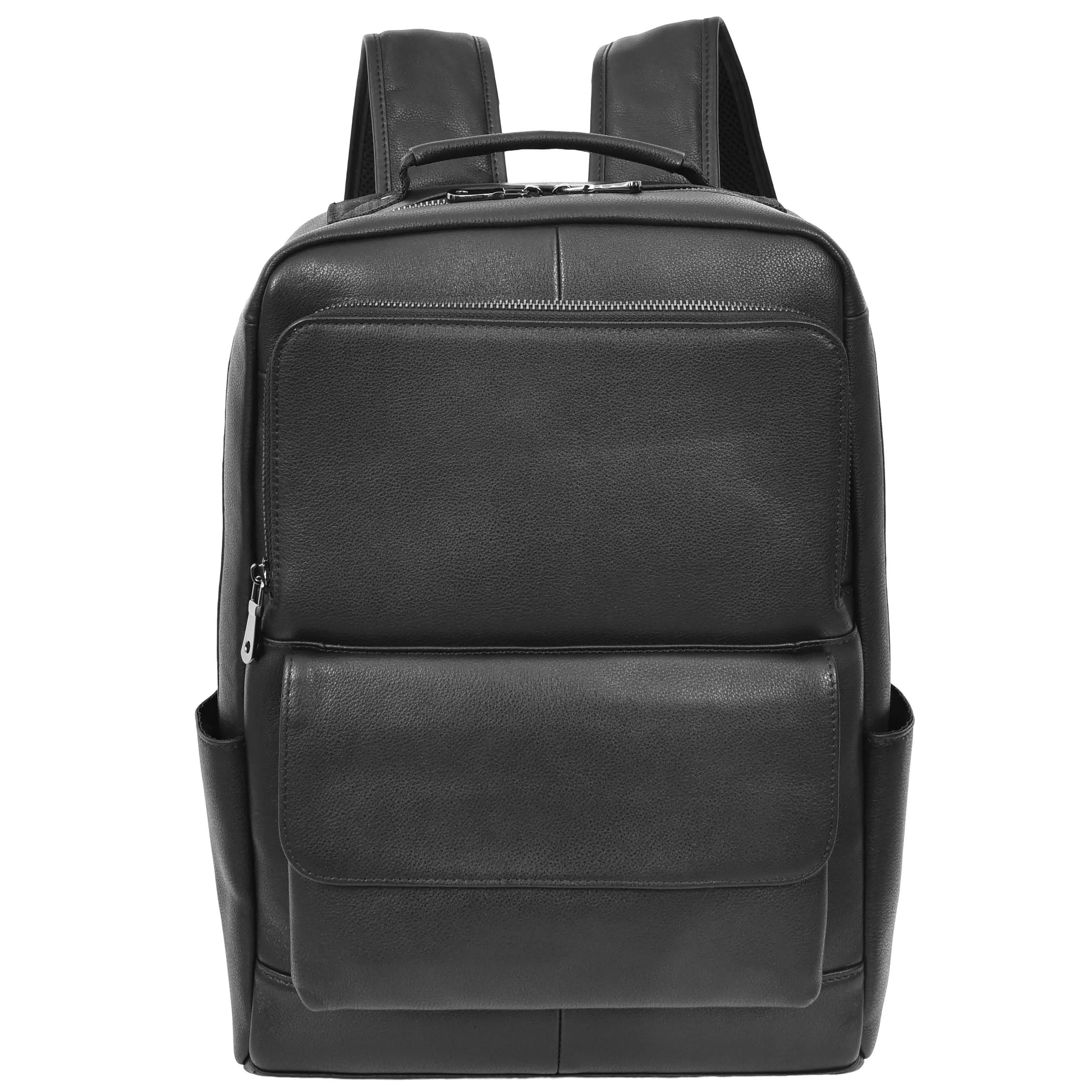 Genuine Leather Backpack Laptop Bag Casual Organiser Work Travel Rucksack AH18 Black