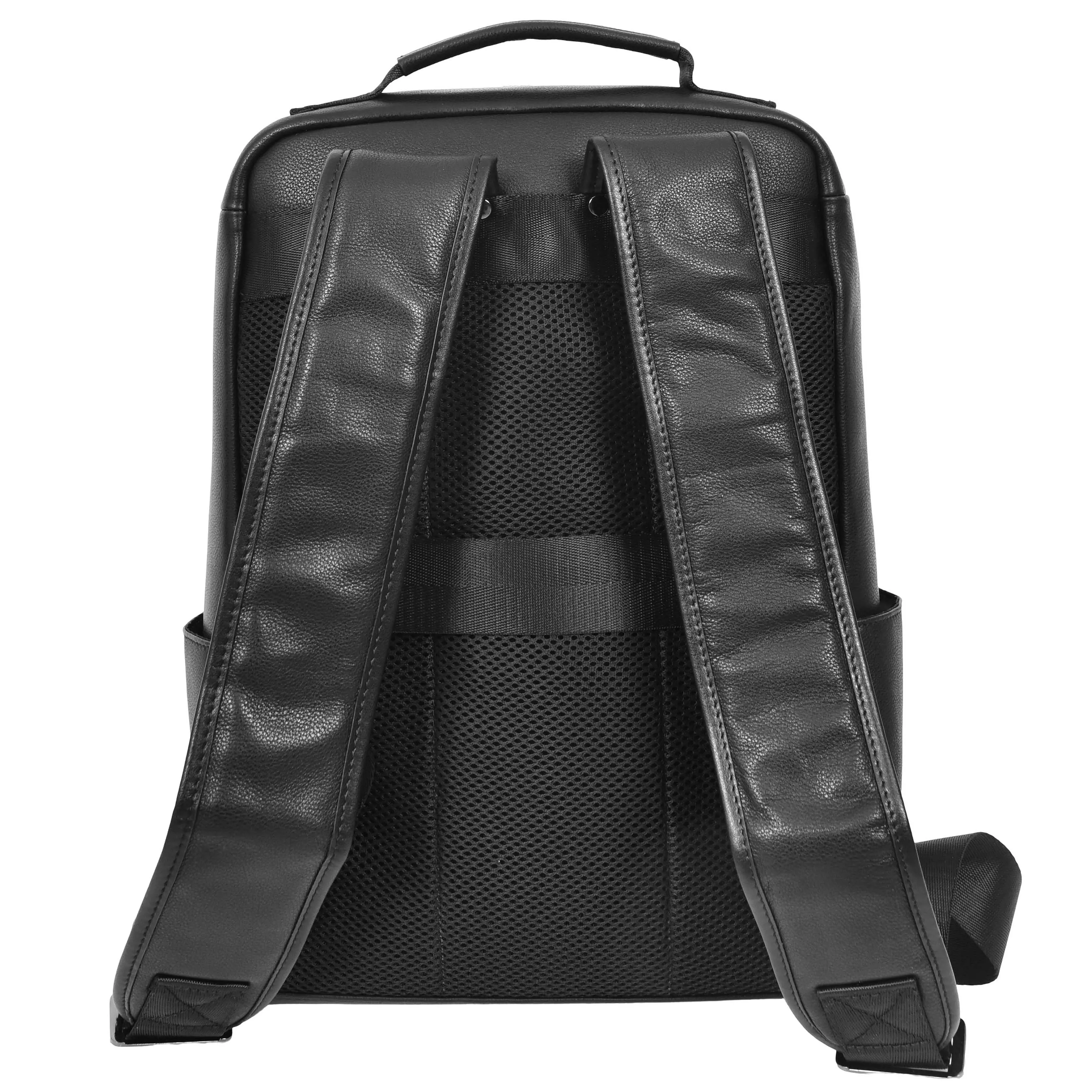 Genuine Leather Backpack Laptop Bag Casual Organiser Work Travel Rucksack AH18 Black