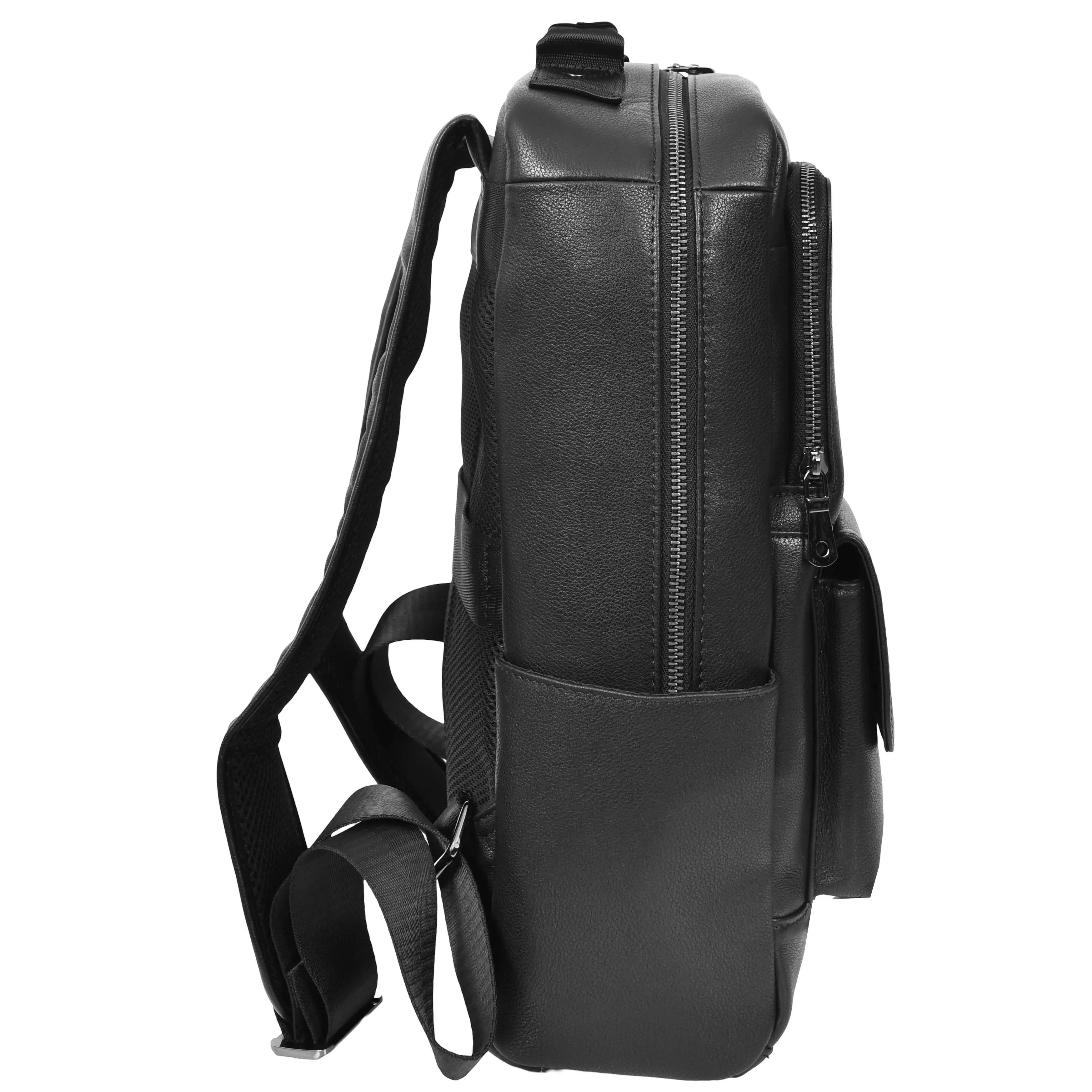 Genuine Leather Backpack Laptop Bag Casual Organiser Work Travel Rucksack AH18 Black