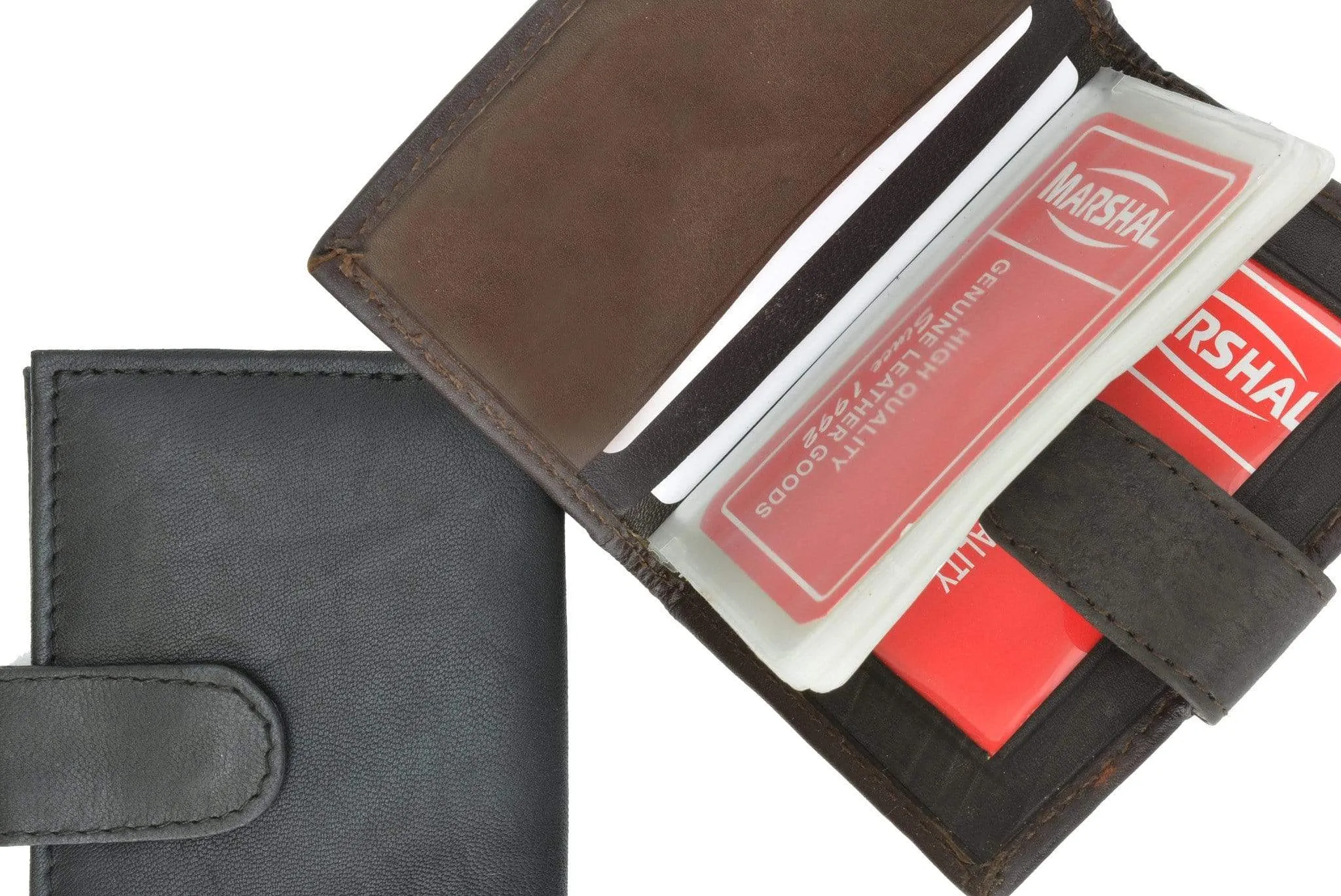 Genuine Leather Snap Closure Mens Small Wallet Card Case 570 CF (C)