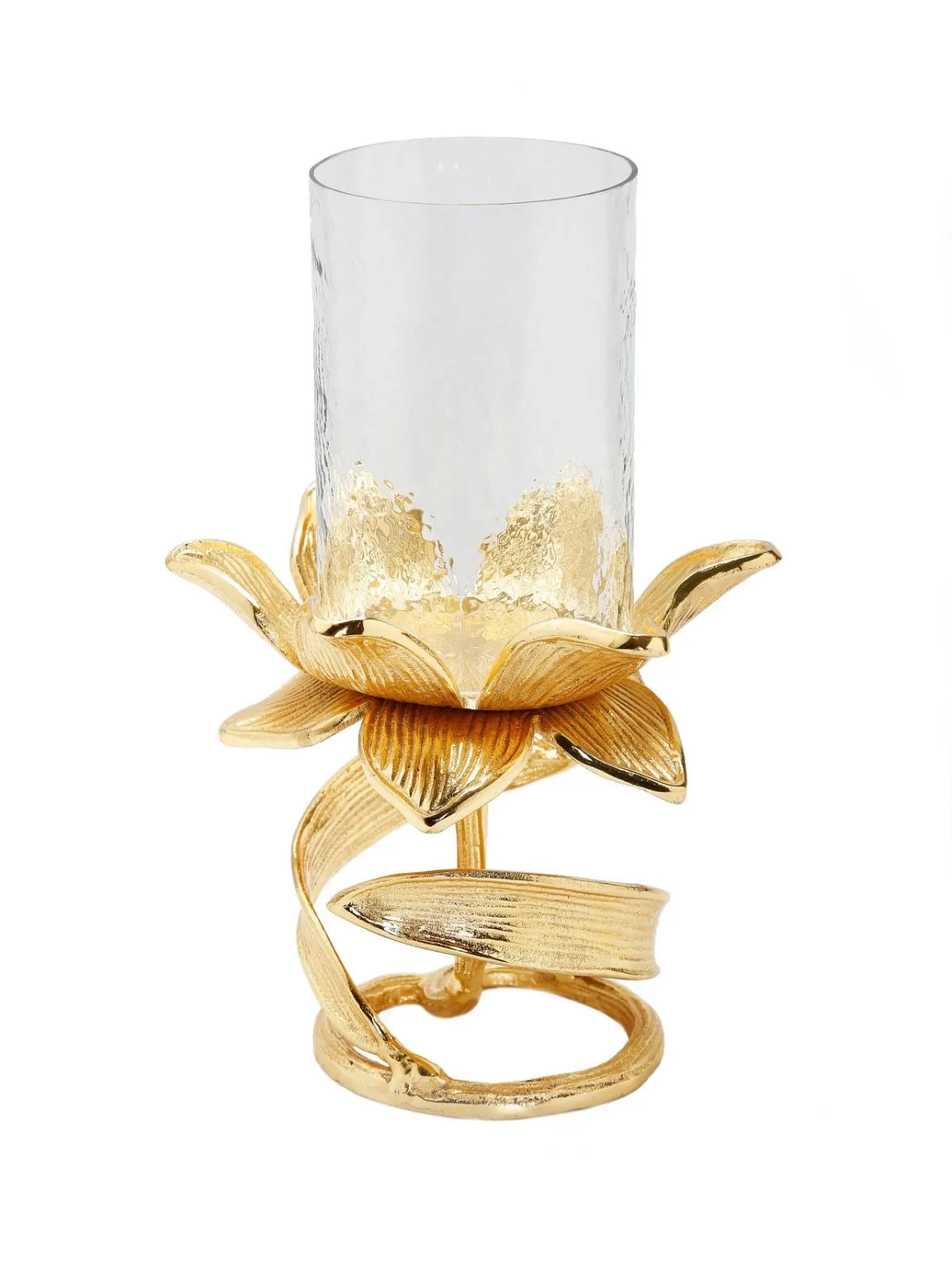 Glass Candle Holders on Gold Floral Stand (2 Sizes)