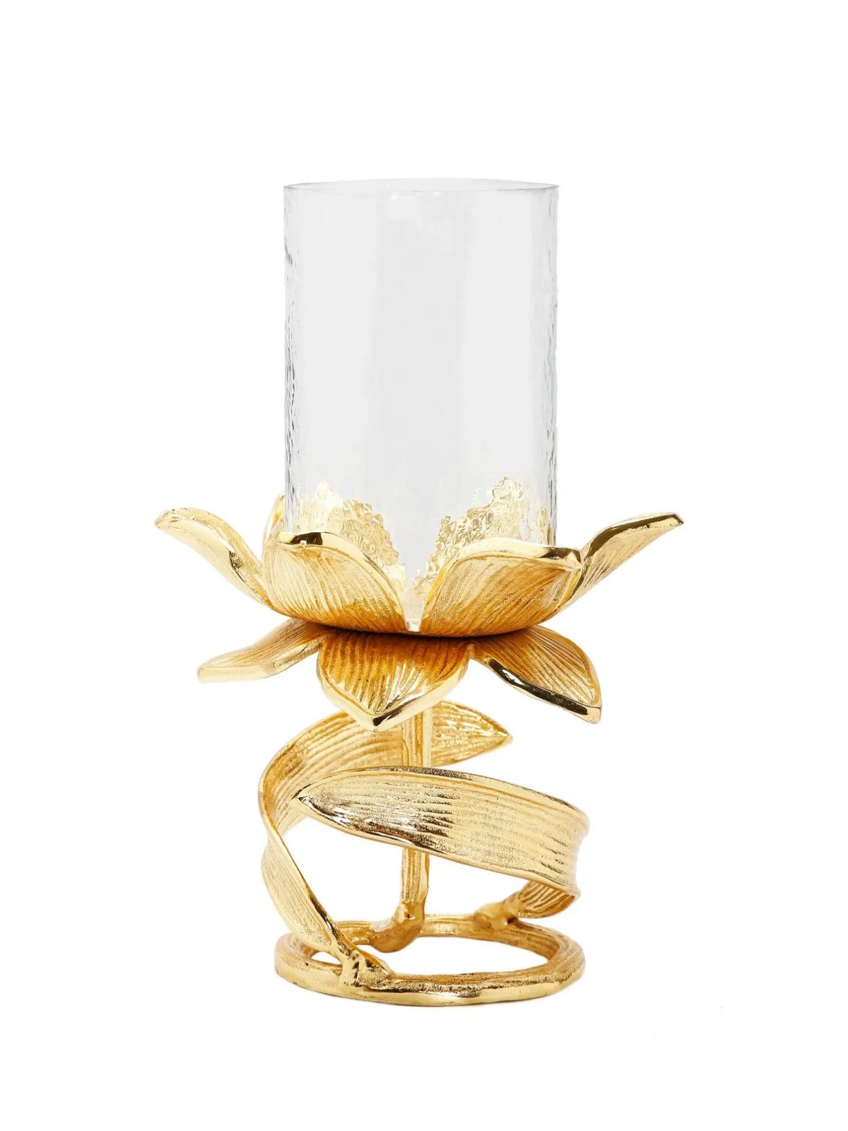 Glass Candle Holders on Gold Floral Stand (2 Sizes)