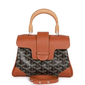 Goyard Saigon Souple Mini Bag Brown and Black Goyardine Silver Hardware