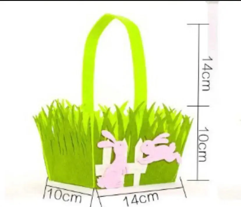 Green Easter Basket Bunny Gift Bags / Bucket x 1 pc