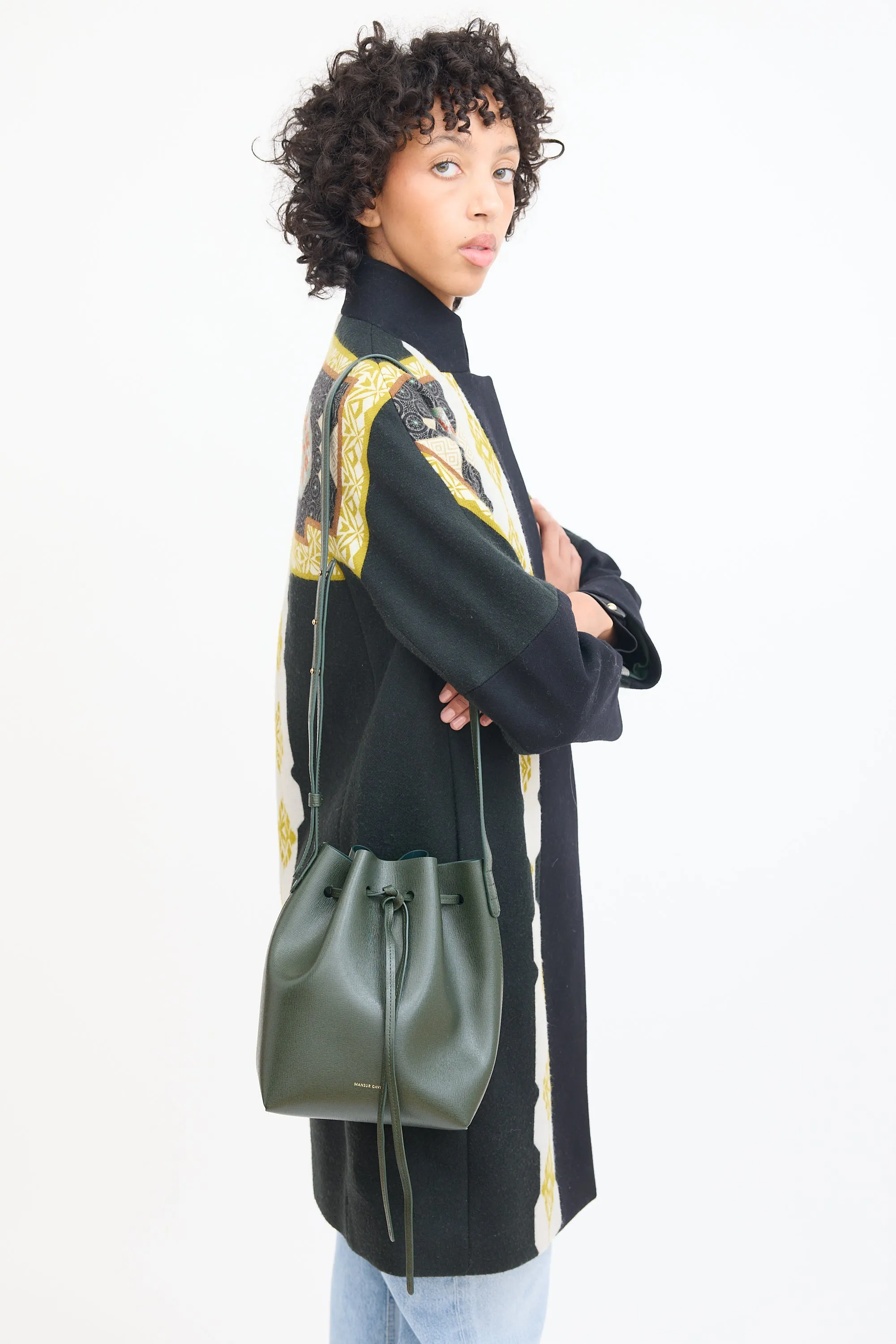 Green Leather Mini Bucket Bag