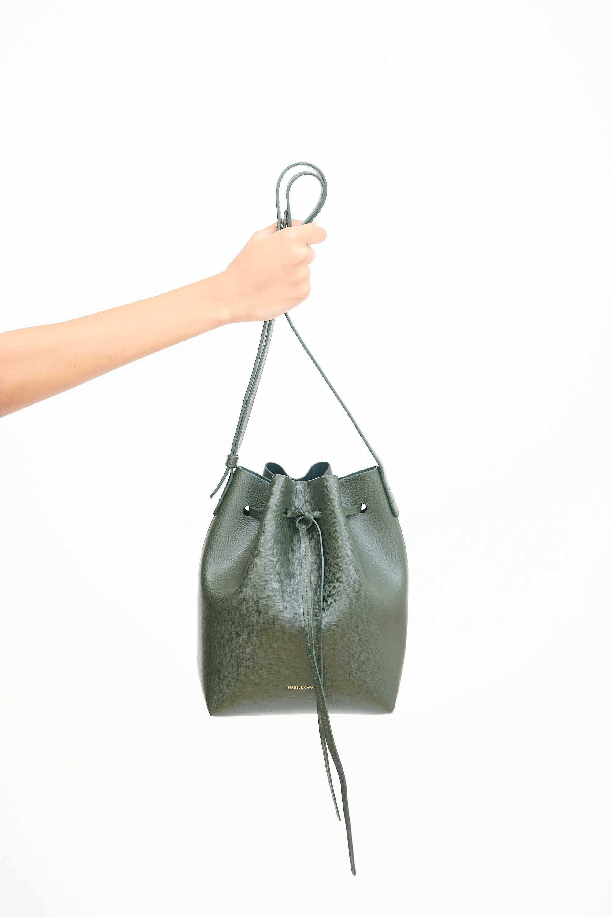 Green Leather Mini Bucket Bag