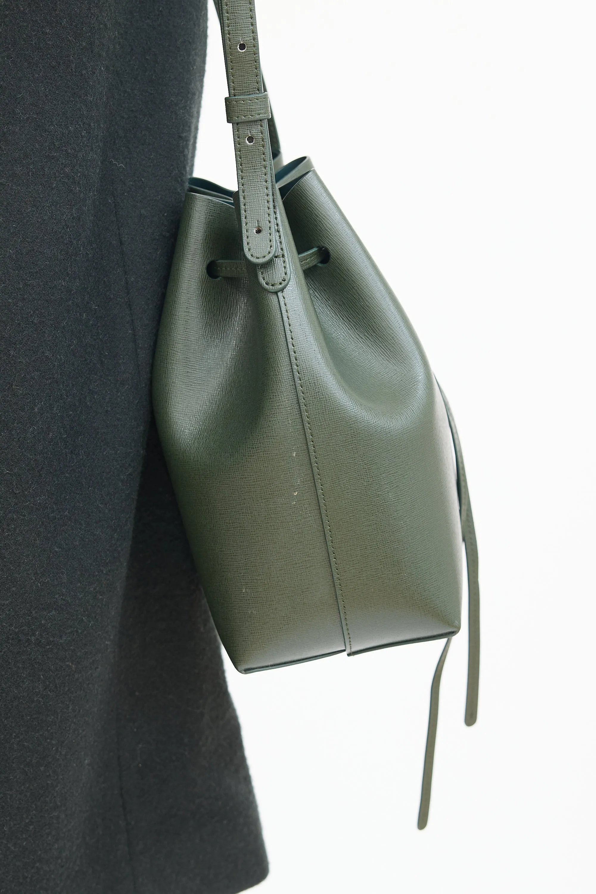 Green Leather Mini Bucket Bag