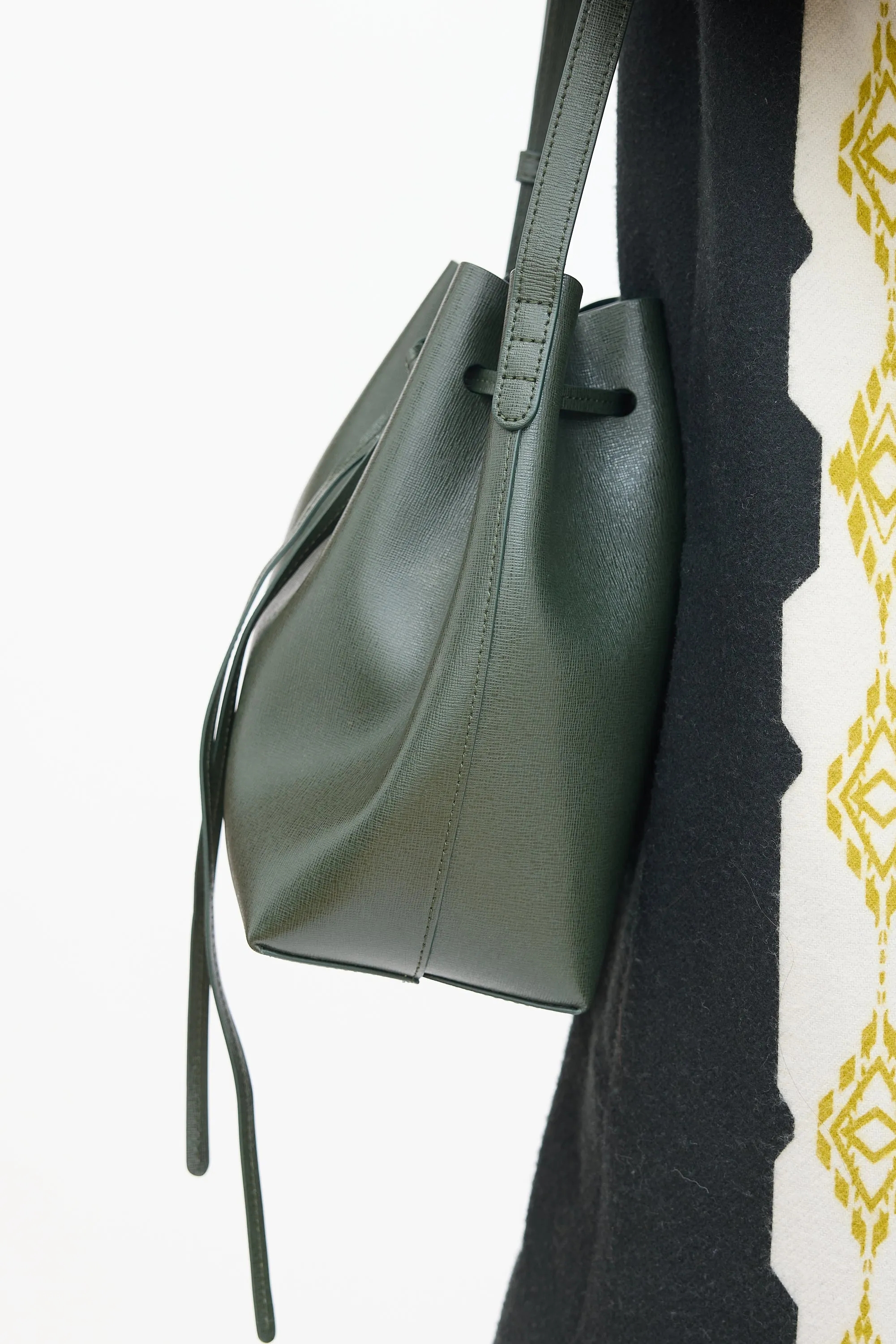 Green Leather Mini Bucket Bag