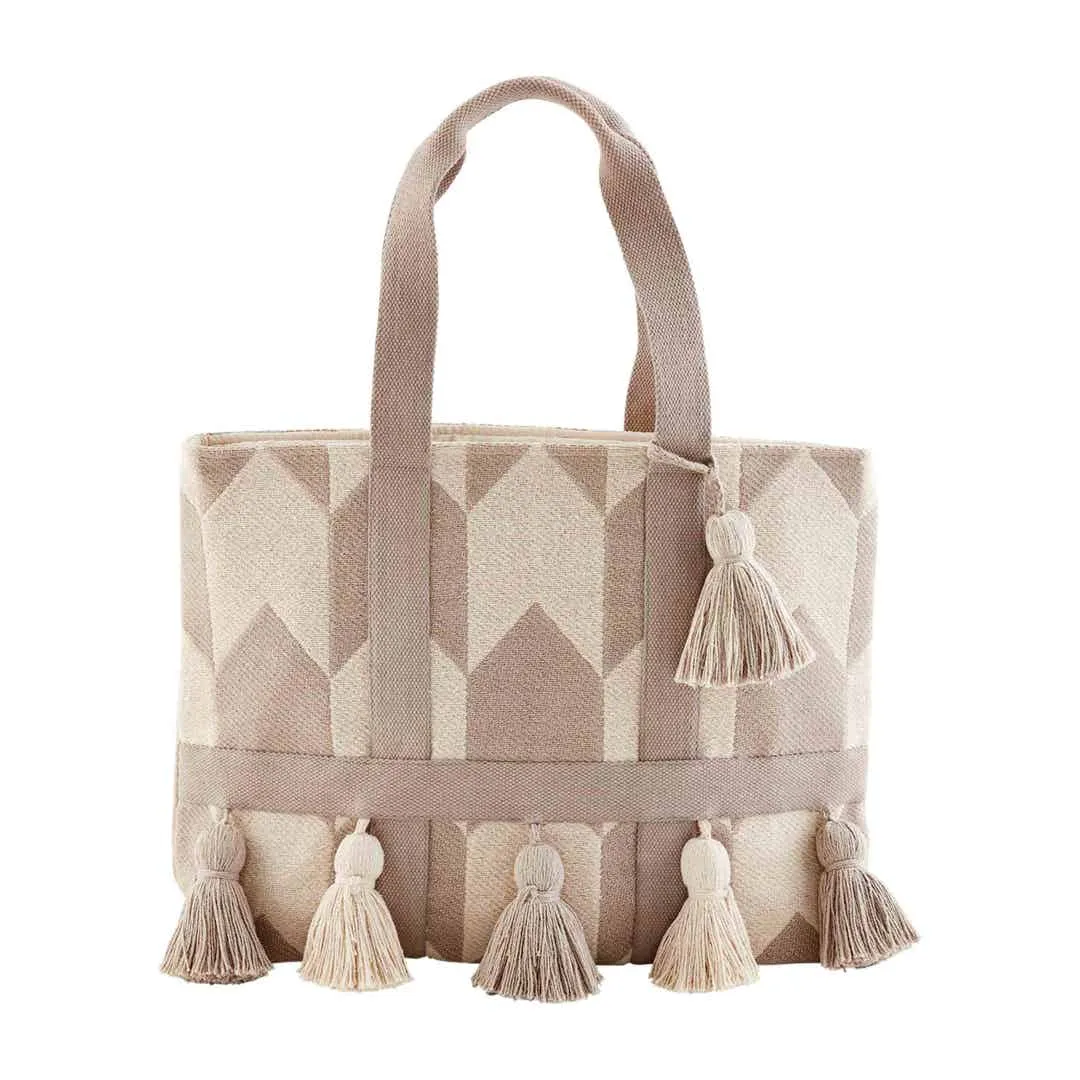 Handloom Tassel Cream Tote