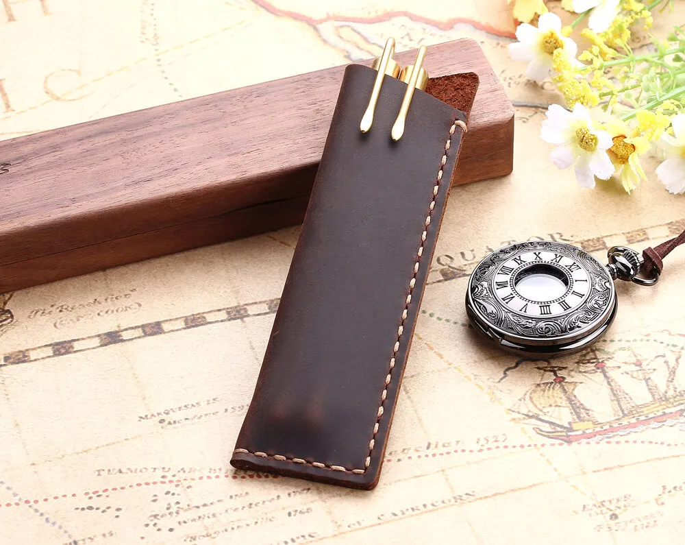 Handmade Genuine Leather Pen Bag/Pouch Holder for Promotion