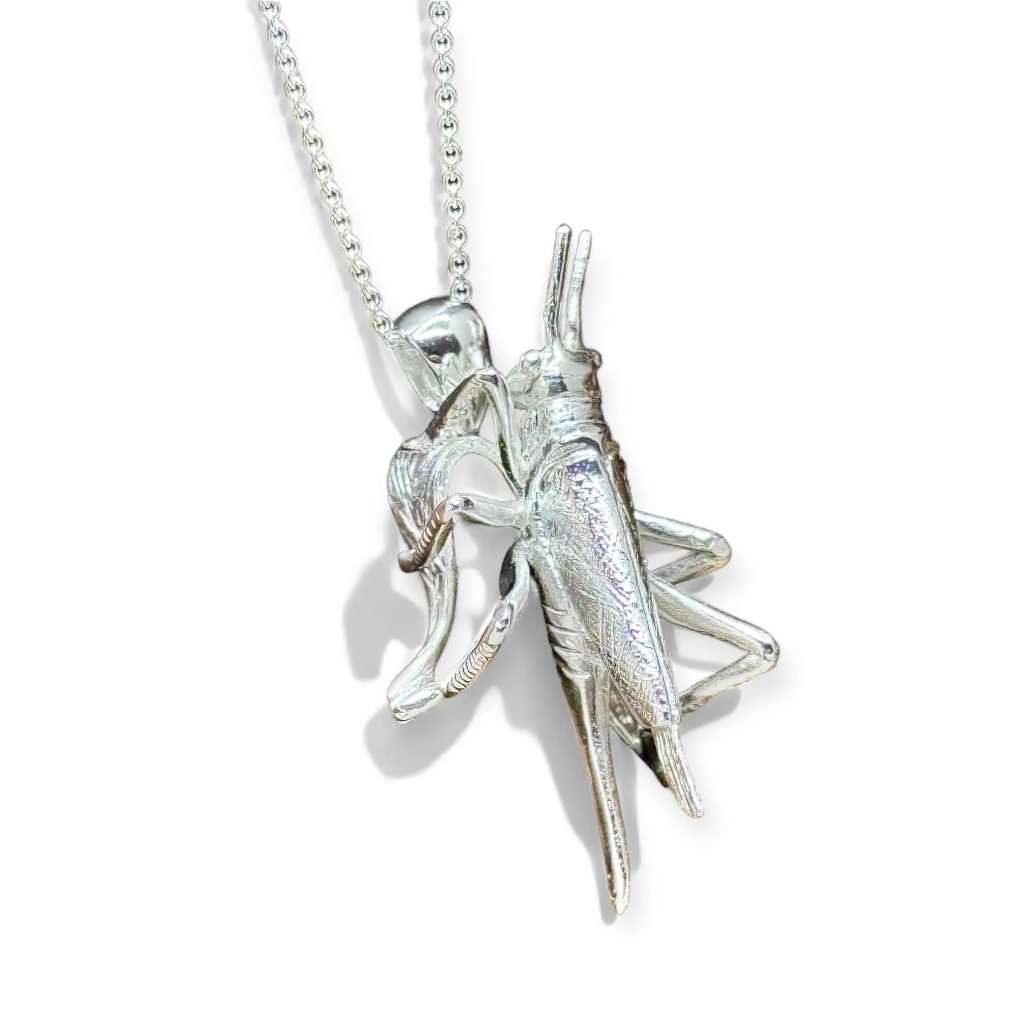 Handmade Grasshopper Sterling Silver Pendant