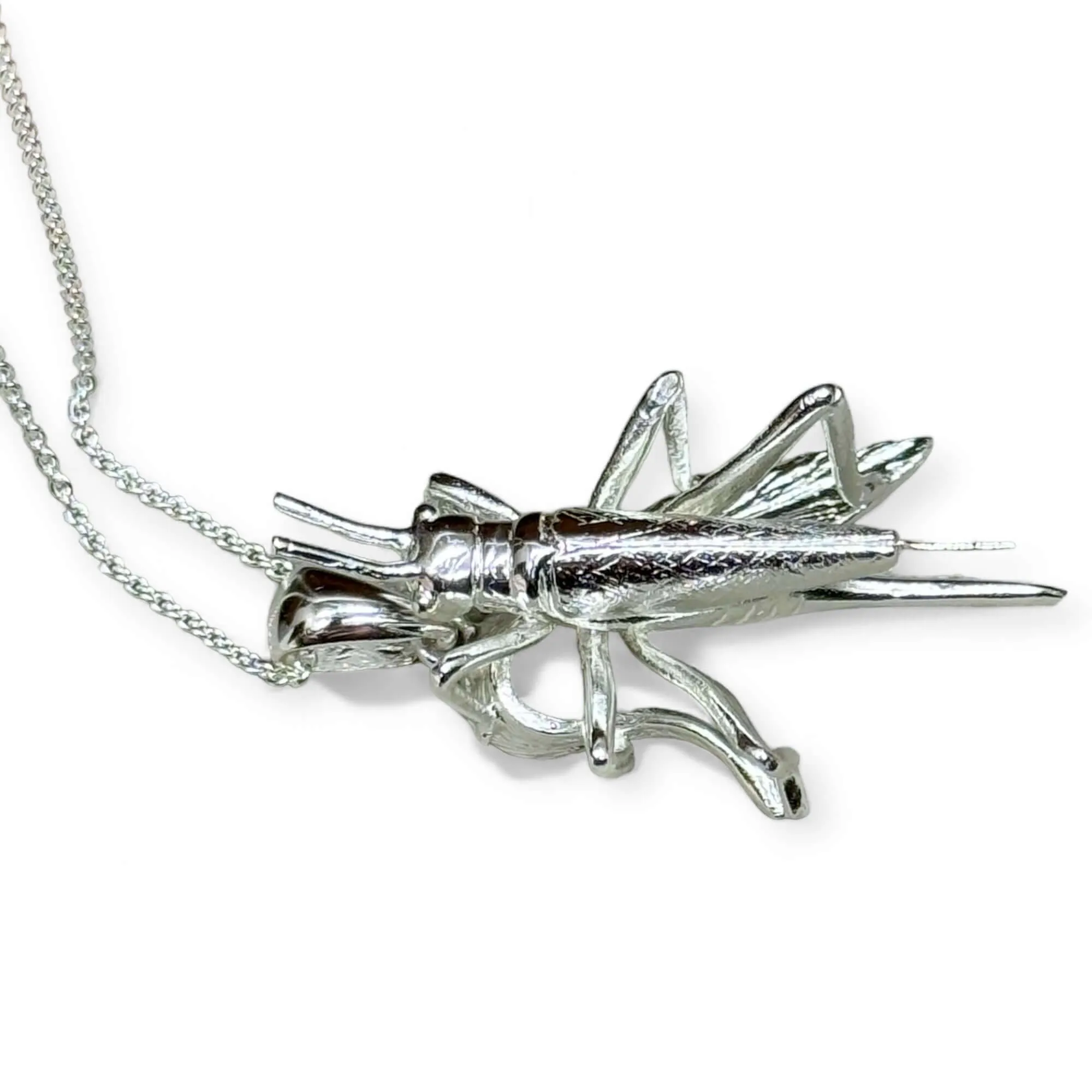 Handmade Grasshopper Sterling Silver Pendant