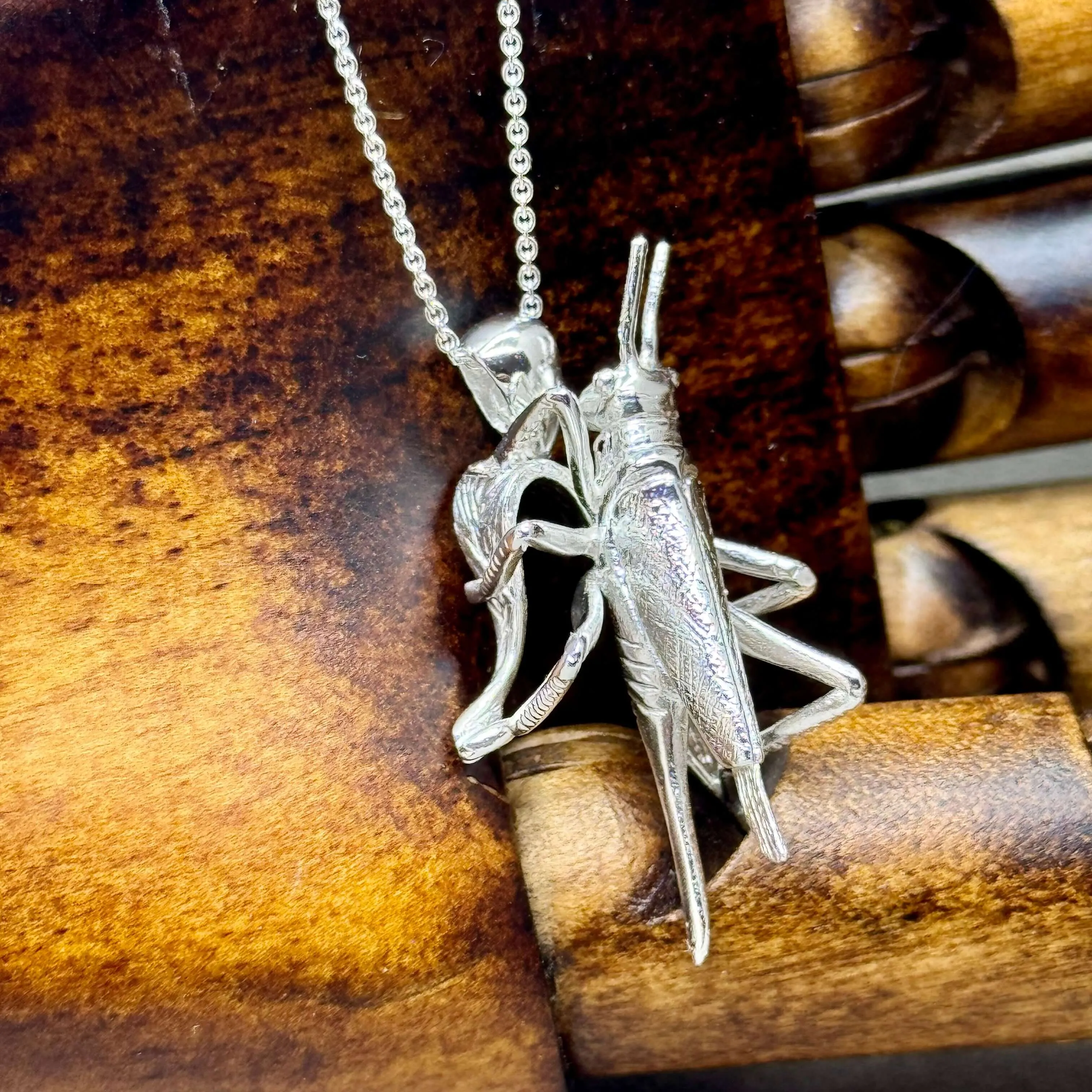 Handmade Grasshopper Sterling Silver Pendant