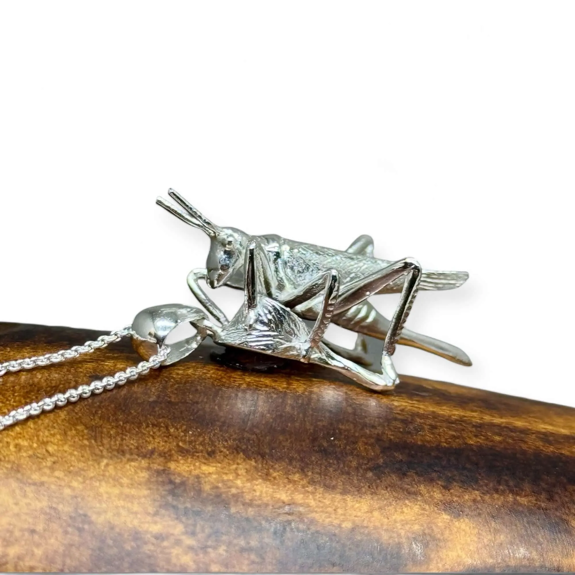 Handmade Grasshopper Sterling Silver Pendant