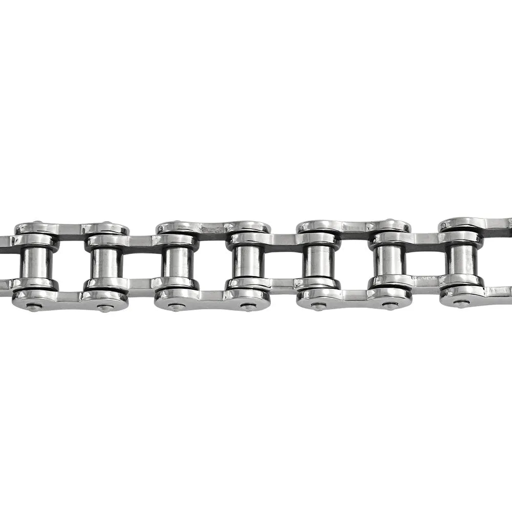 Heavy Bicycle Chain Bike Link Men Bracelet Silver Tone Stainless Steel