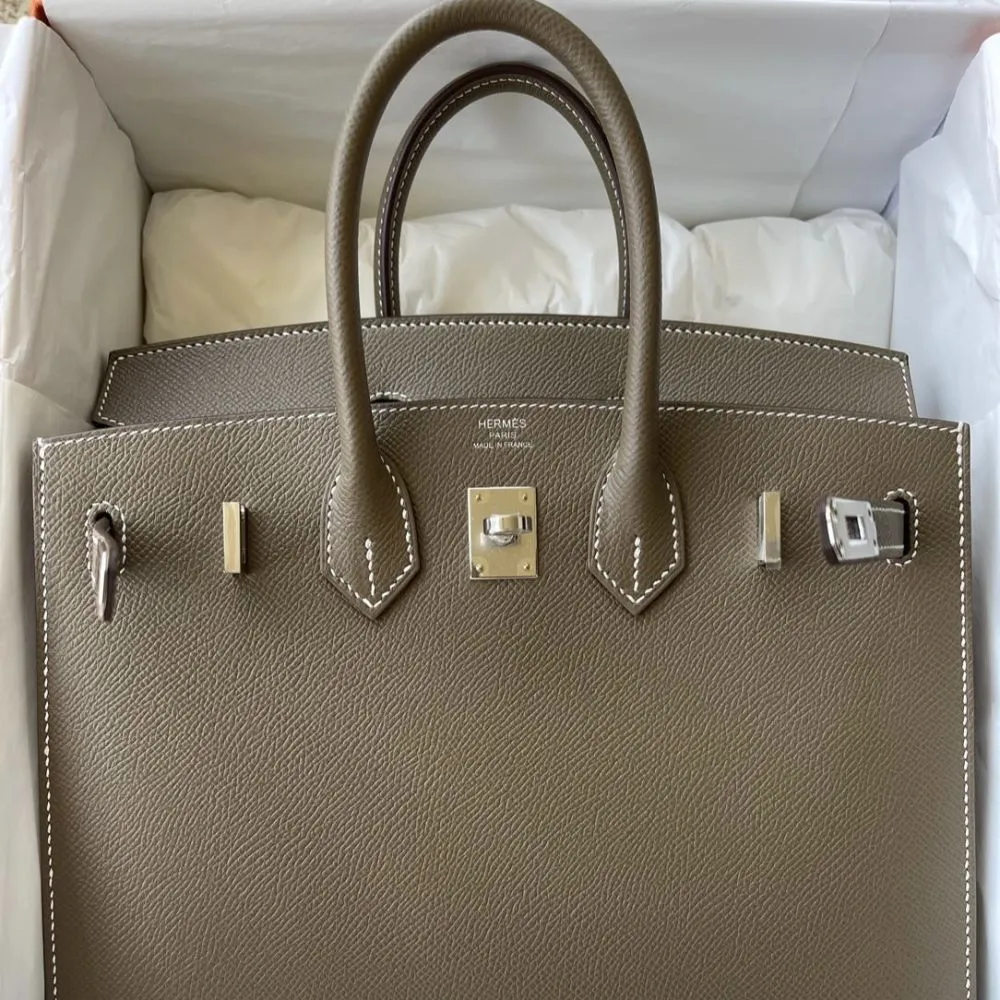 Hermès Birkin 25 Etoupe Sellier Epsom Palladium Hardware PHW