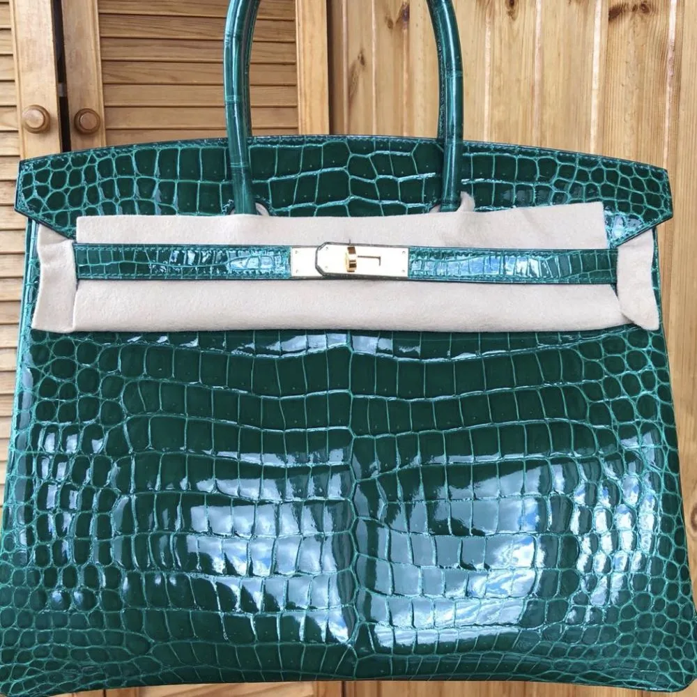 Hermès Birkin 35 Vert Emeraude Crocodile Porosus Lisse Gold Hardware GHW