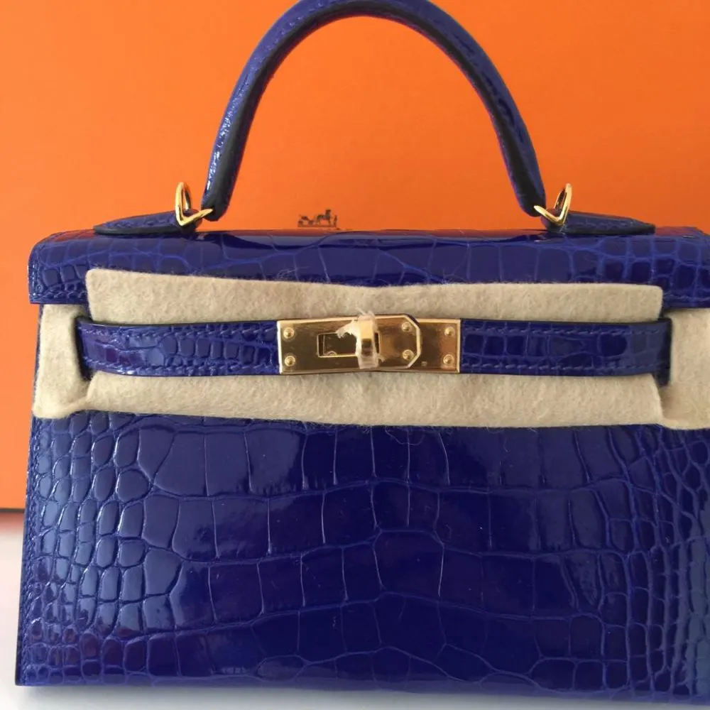 Hermès Kelly 20 Bleu Electrique Alligator Mississippi Lisse Gold Hardware GHW