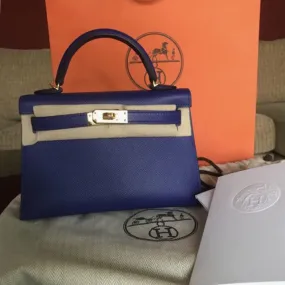 Hermès Kelly 20 Bleu Electrique Epsom Gold Hardware GHW