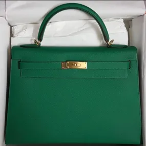 Hermès Kelly 32 Vert Vertigo Sellier Epsom Gold Hardware GHW