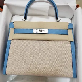 Hermès Kelly Limited Edition 28 Bleu du Nord Sellier Toile Palladium Hardware PHW