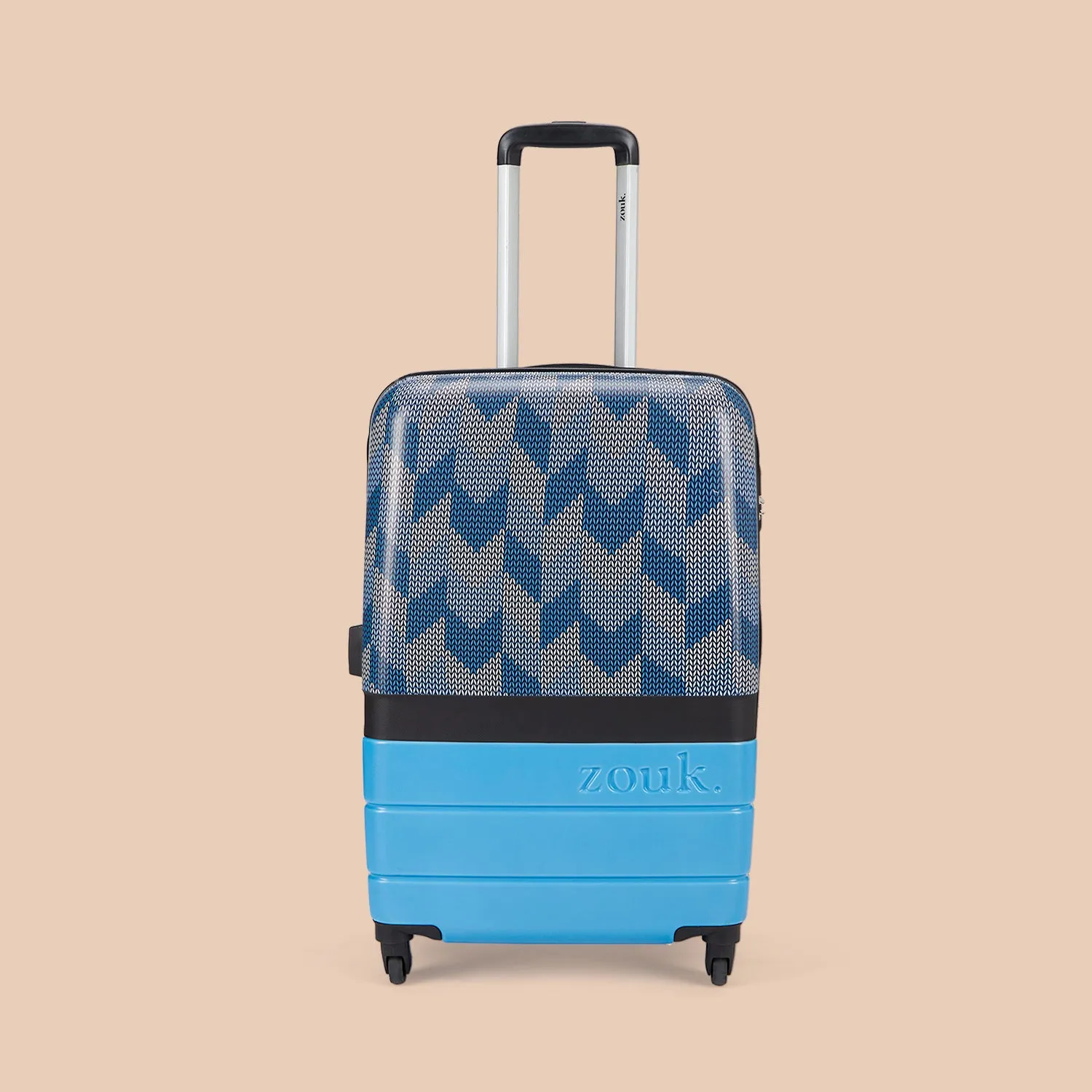 Himachal Chevron Blue Raahi Trolley Bag Combo (Cabin & Large)