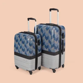 Himachal Chevron Grey Raahi Trolley Bag Combo (Cabin & Medium)