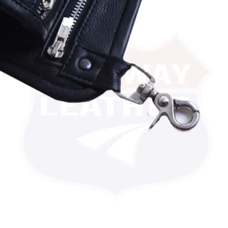 HL80191BLACK Thigh Bag made of Leather used as a drop leg bag