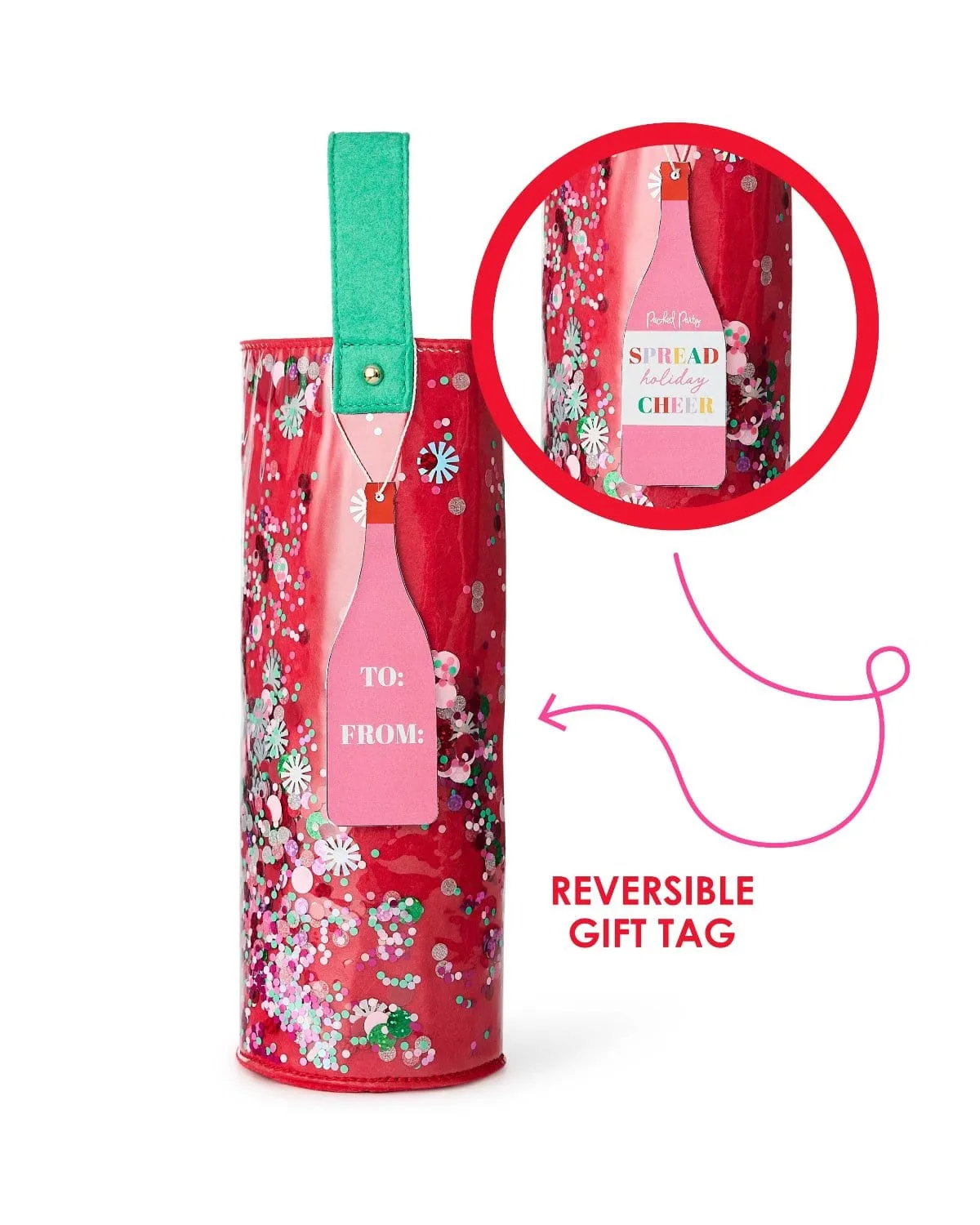 Holiday Spirit Pink Confetti Wine Bag