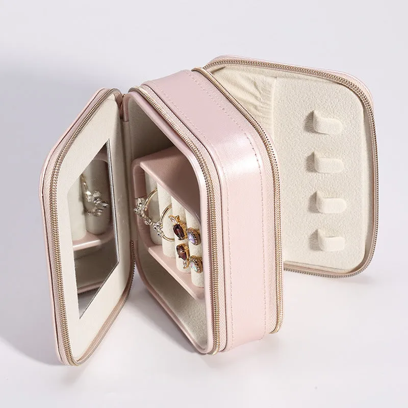 Jewelry Box Small Earrings Ring Double Cute Storage Bag For Girls Women Men