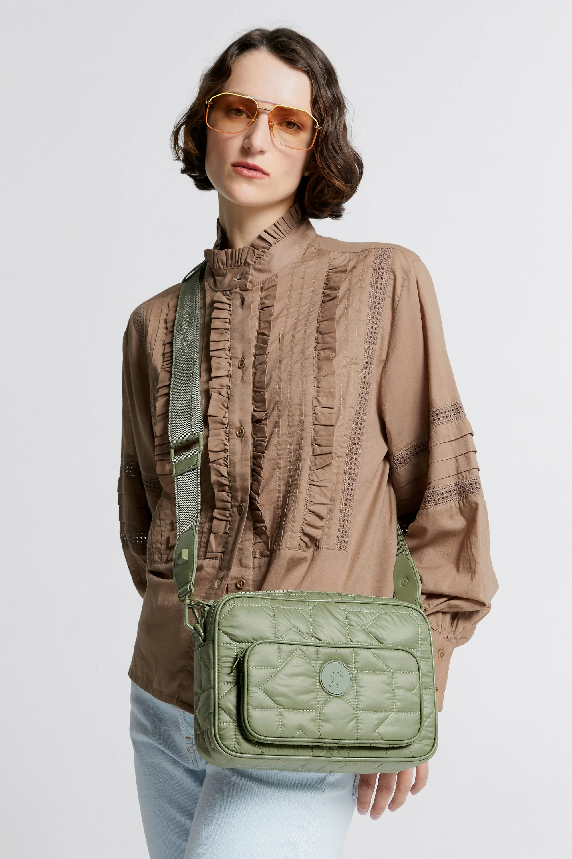 Karen Walker Monogram Quilted Large Camera Bag - Sage