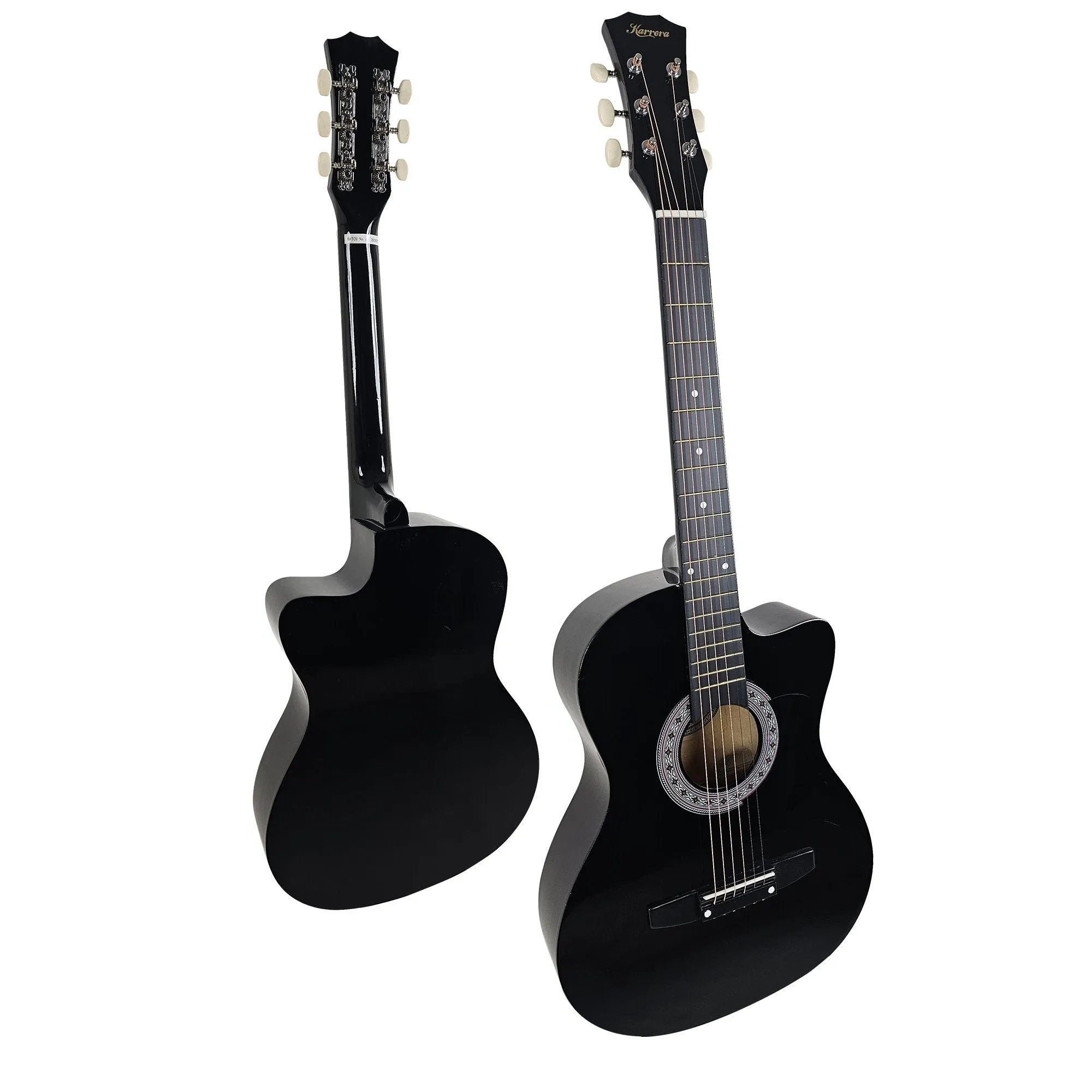 Karrera 38" Cutaway Acoustic Guitar with Carry Bag (Black)