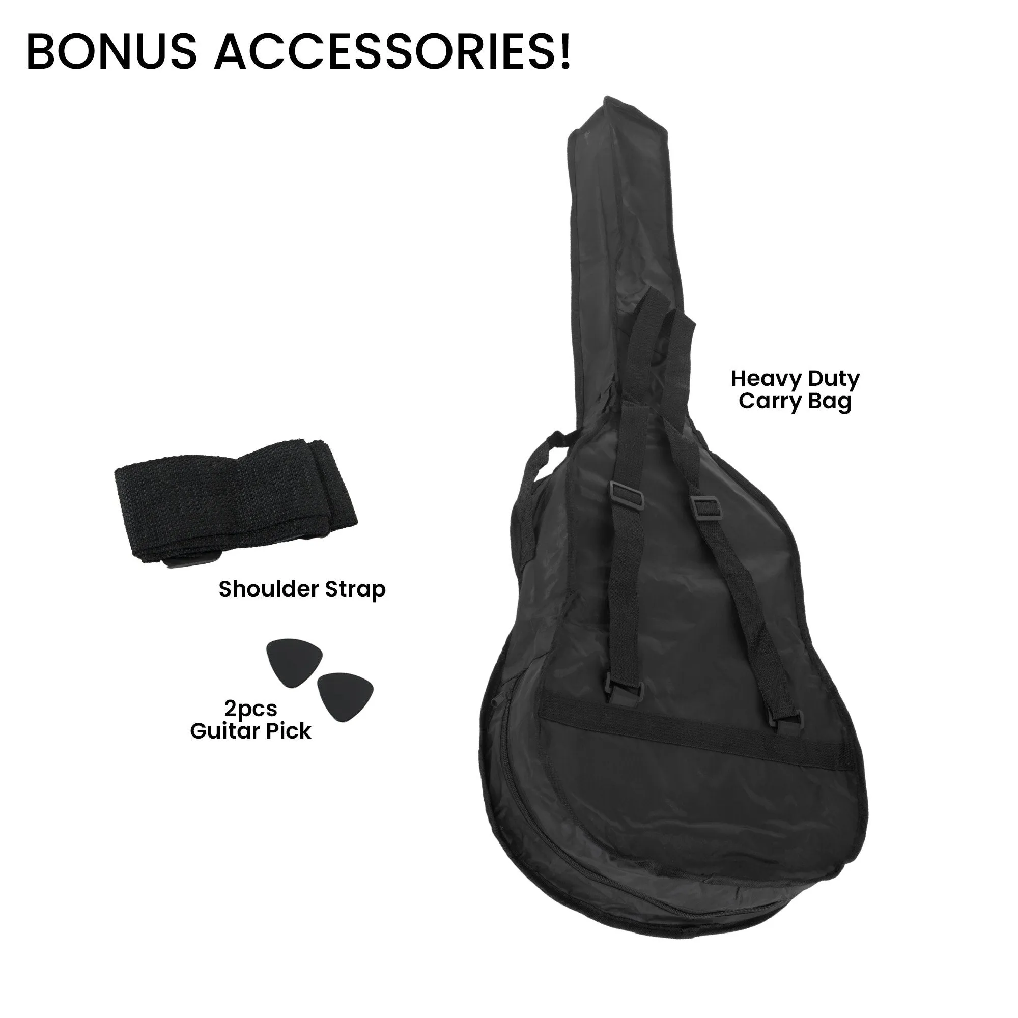 Karrera 38" Cutaway Acoustic Guitar with Carry Bag (Black)