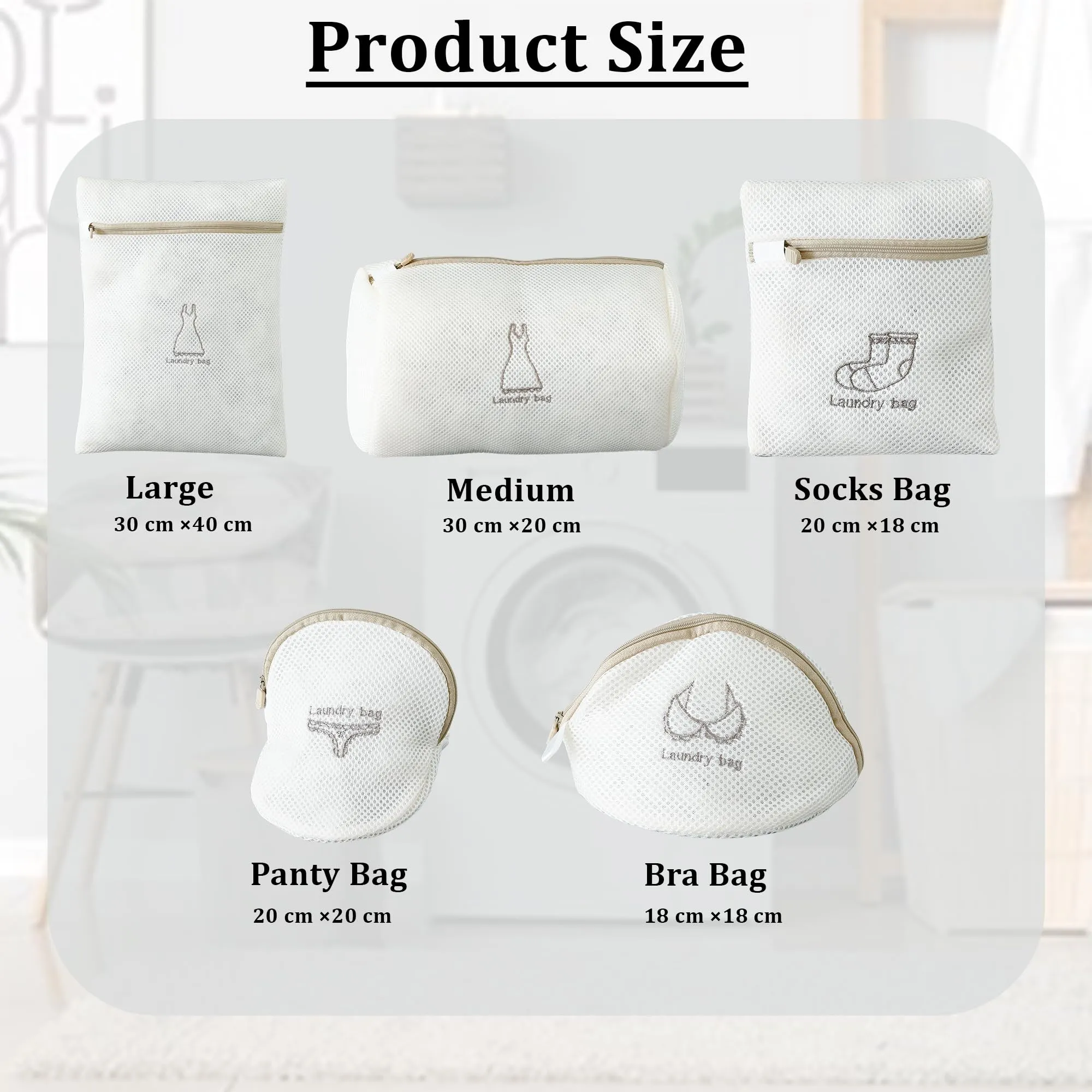 Kuber Industries 25 Piece Laundry Bags | Reusable Mesh Laundry Bags | Laundry Washing Bags for Blouse, Bra, Panty, Hosiery, Lingerie & Jeans | Clothes Storage Bag | SM-WBN004 | White | Pack of 5