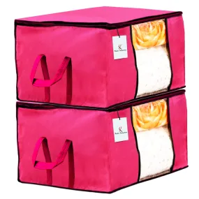 Kuber Industries Standard Underbed Storage Bag Cover (Pink, Extra Large) - Set of 2