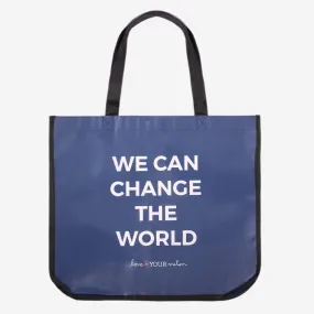 Large Navy We Can Change the World Reusable Tote