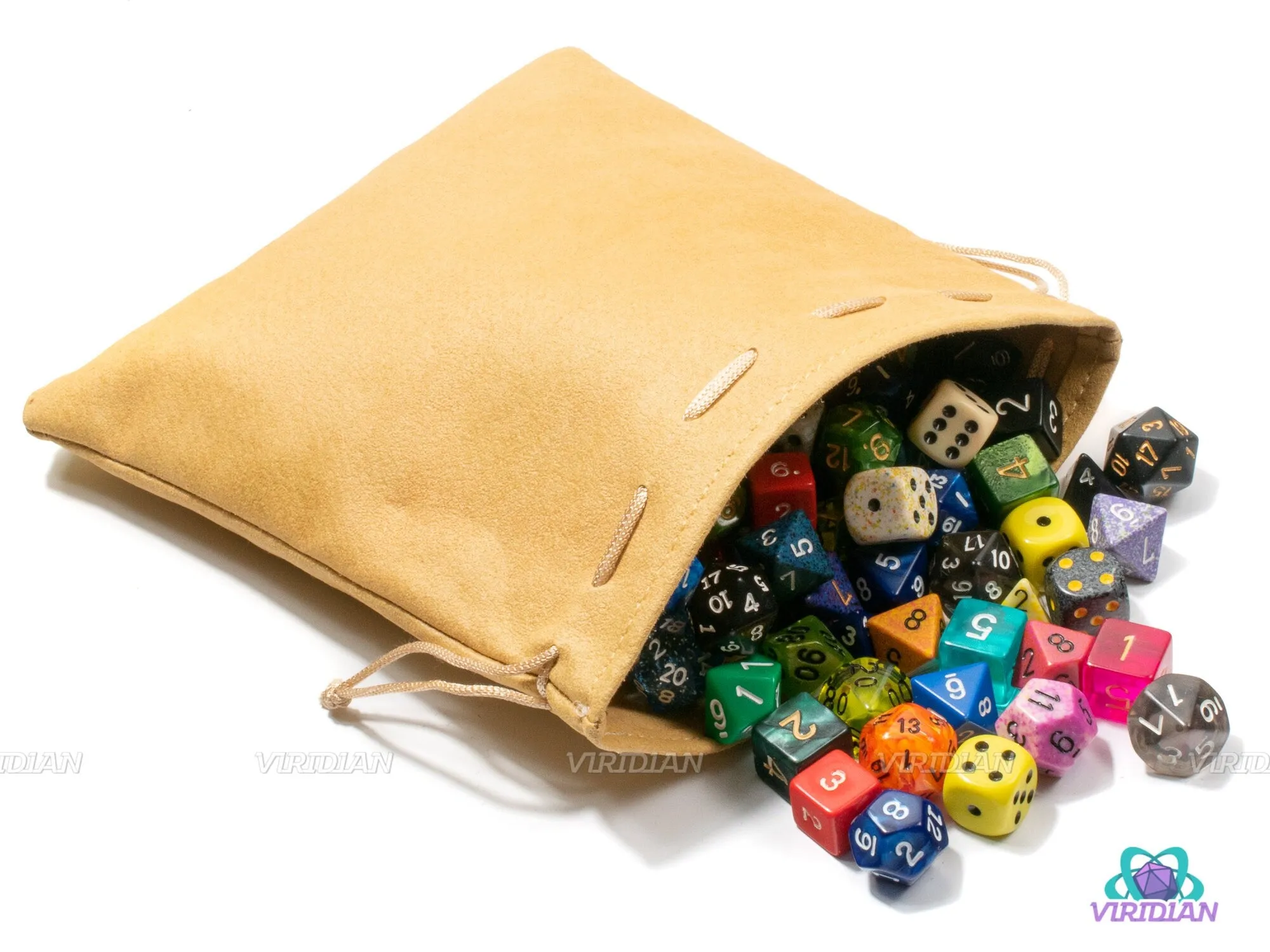 Leather Dice Bag | Store ~150 Dice | Medium-Sized Tan TTRPG/Storage LARP Bag