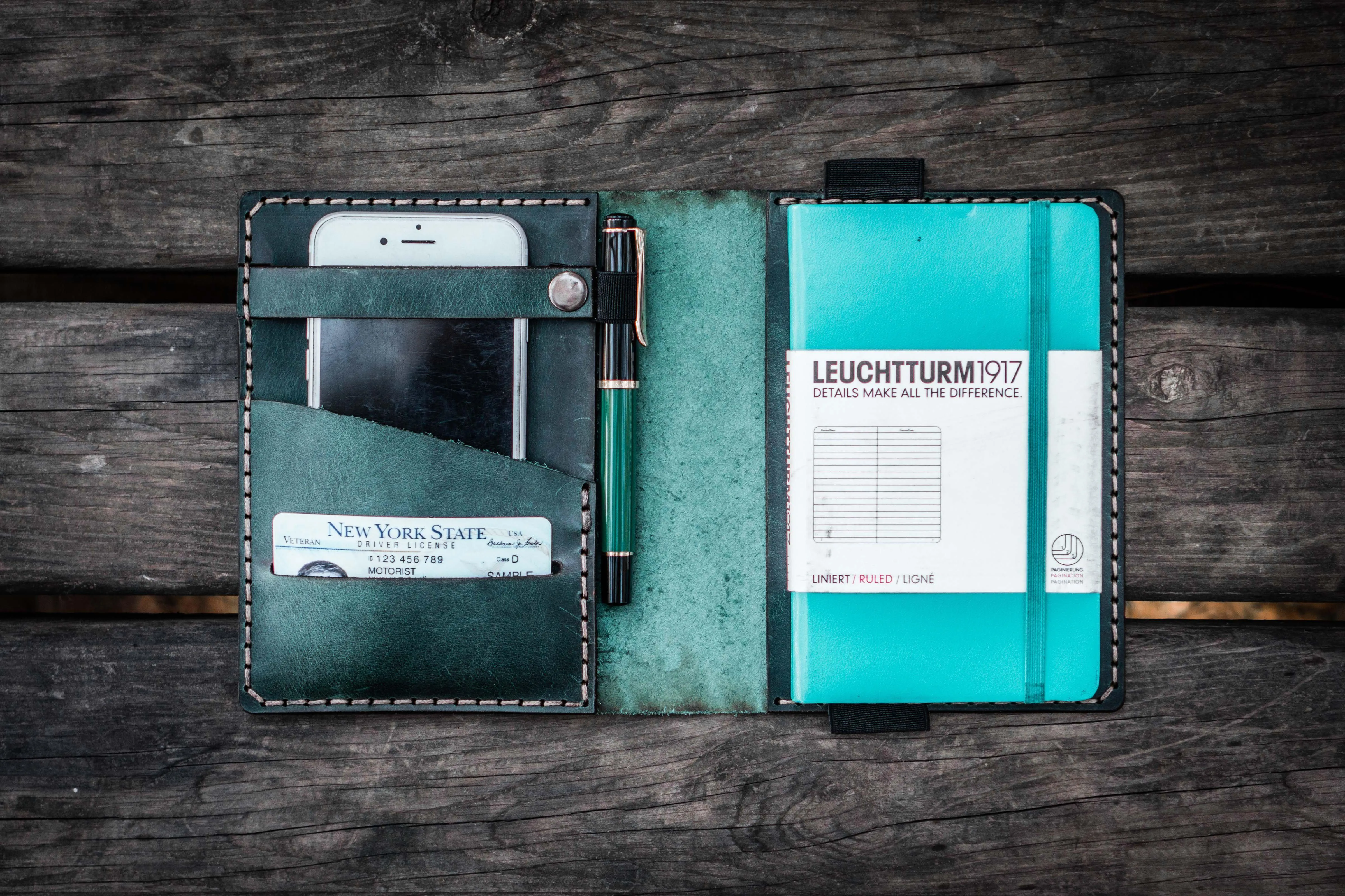 Leather Leuchtturm1917 A6 Notebook Cover - Crazy Horse Forest Green