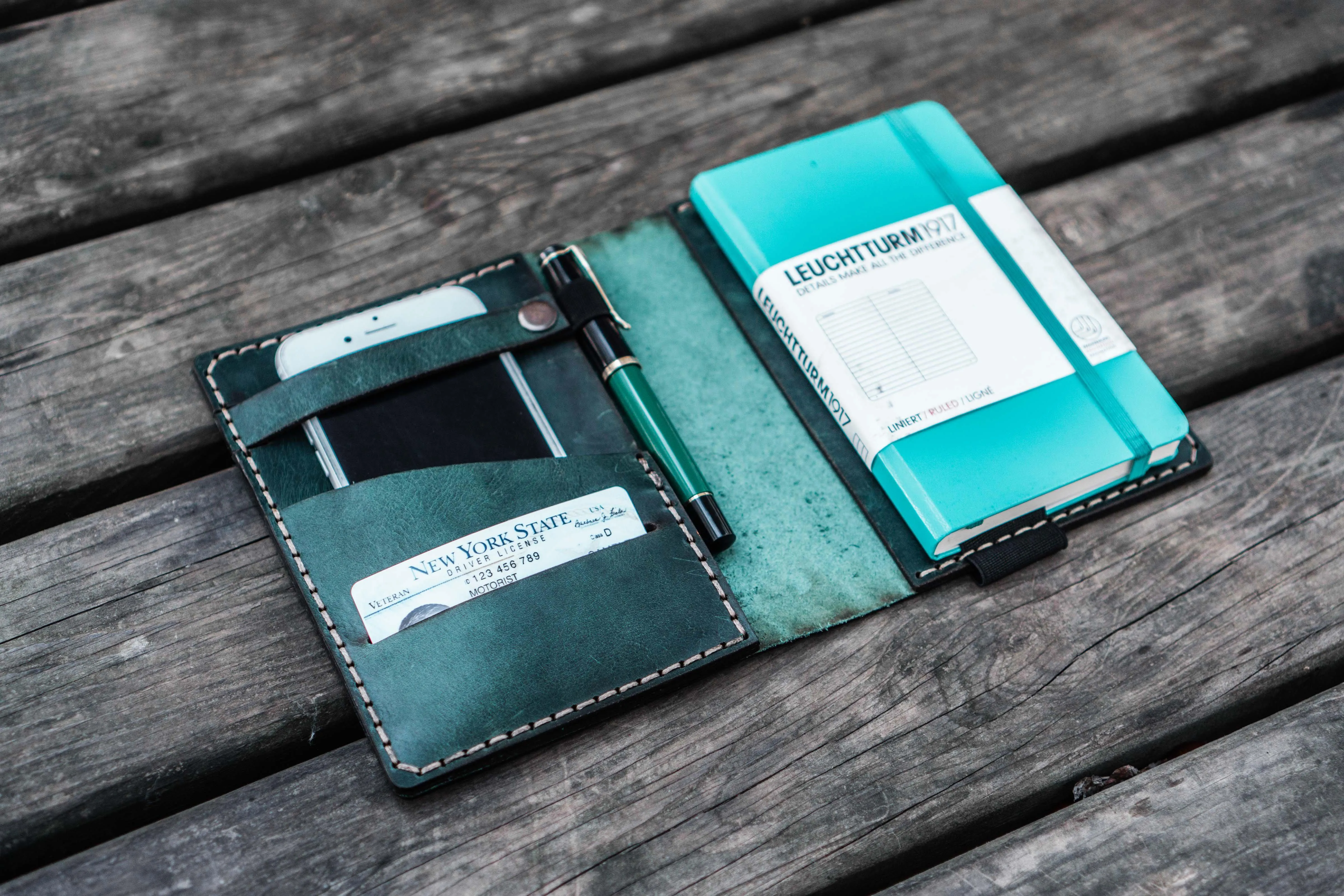 Leather Leuchtturm1917 A6 Notebook Cover - Crazy Horse Forest Green