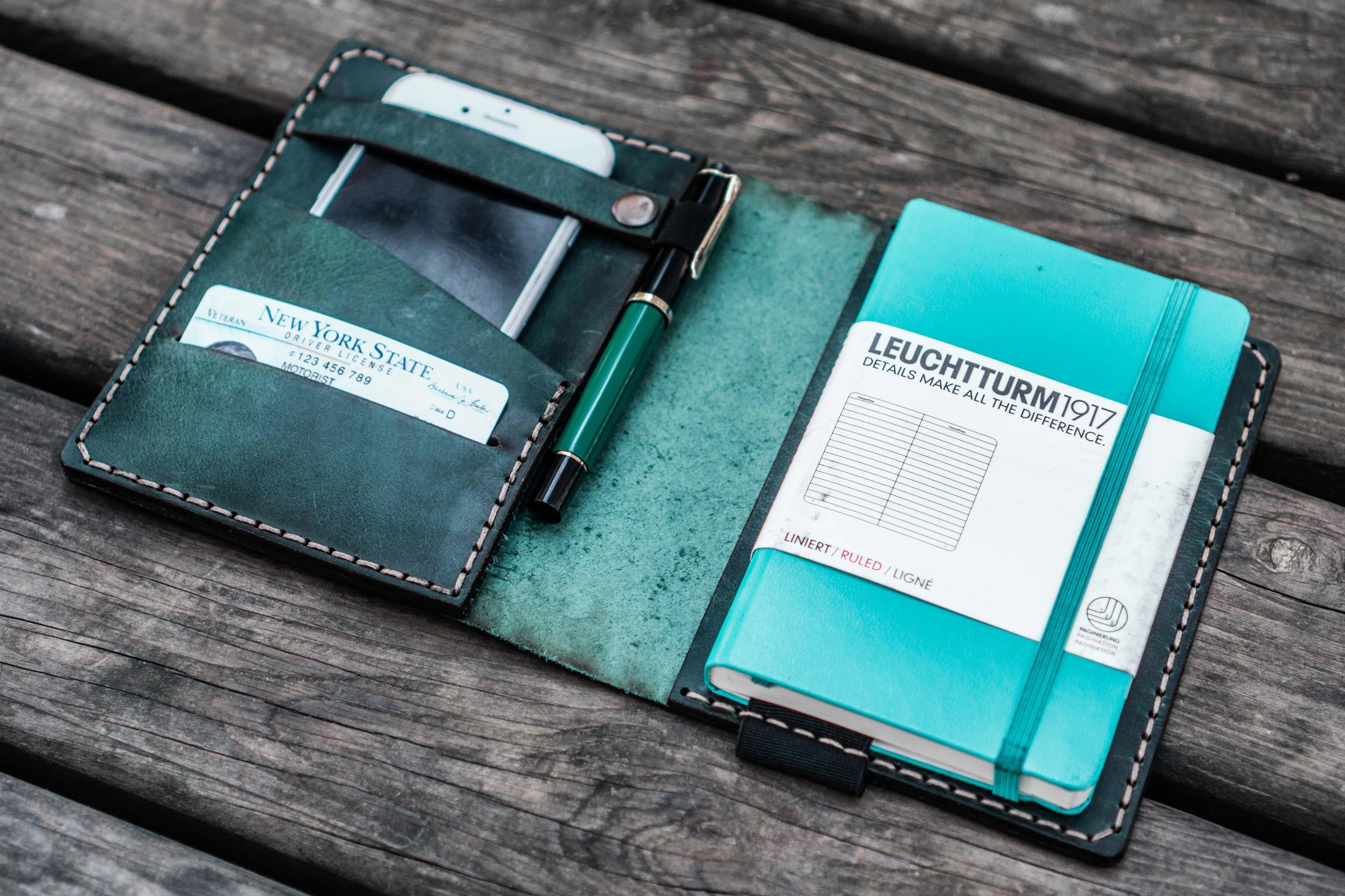 Leather Leuchtturm1917 A6 Notebook Cover - Crazy Horse Forest Green