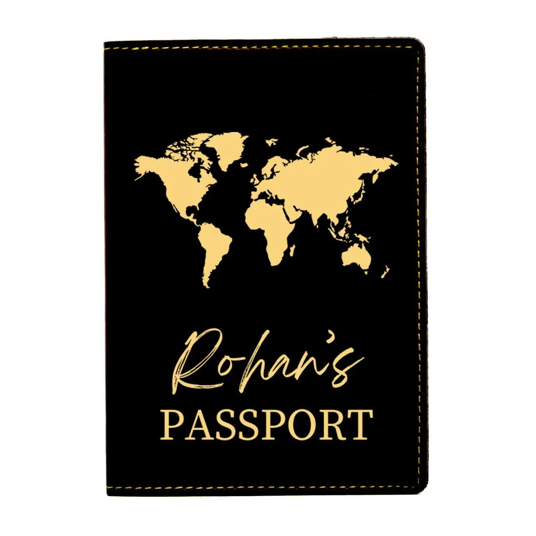 Leather Passport Holder Customized with Name Design Passport Cover and Luggage Tag Set - MAP