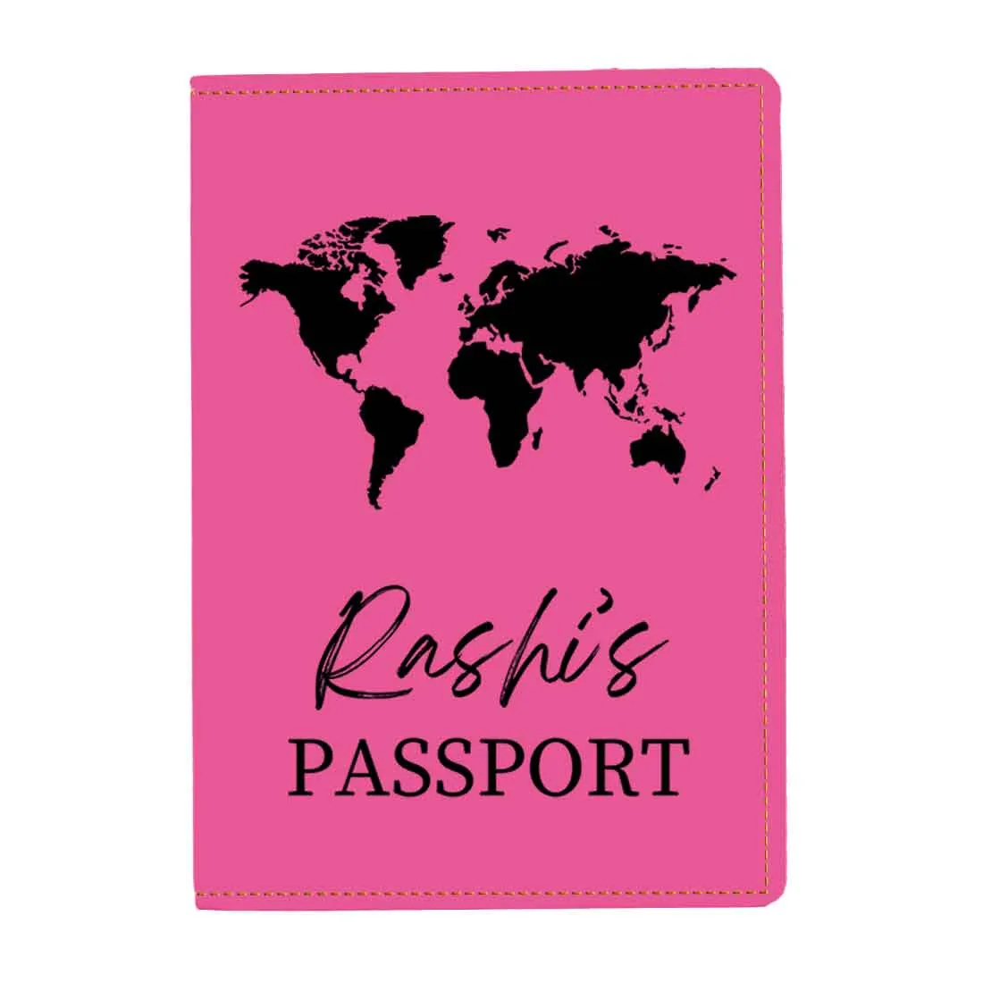 Leather Passport Holder Customized with Name Design Passport Cover and Luggage Tag Set - MAP