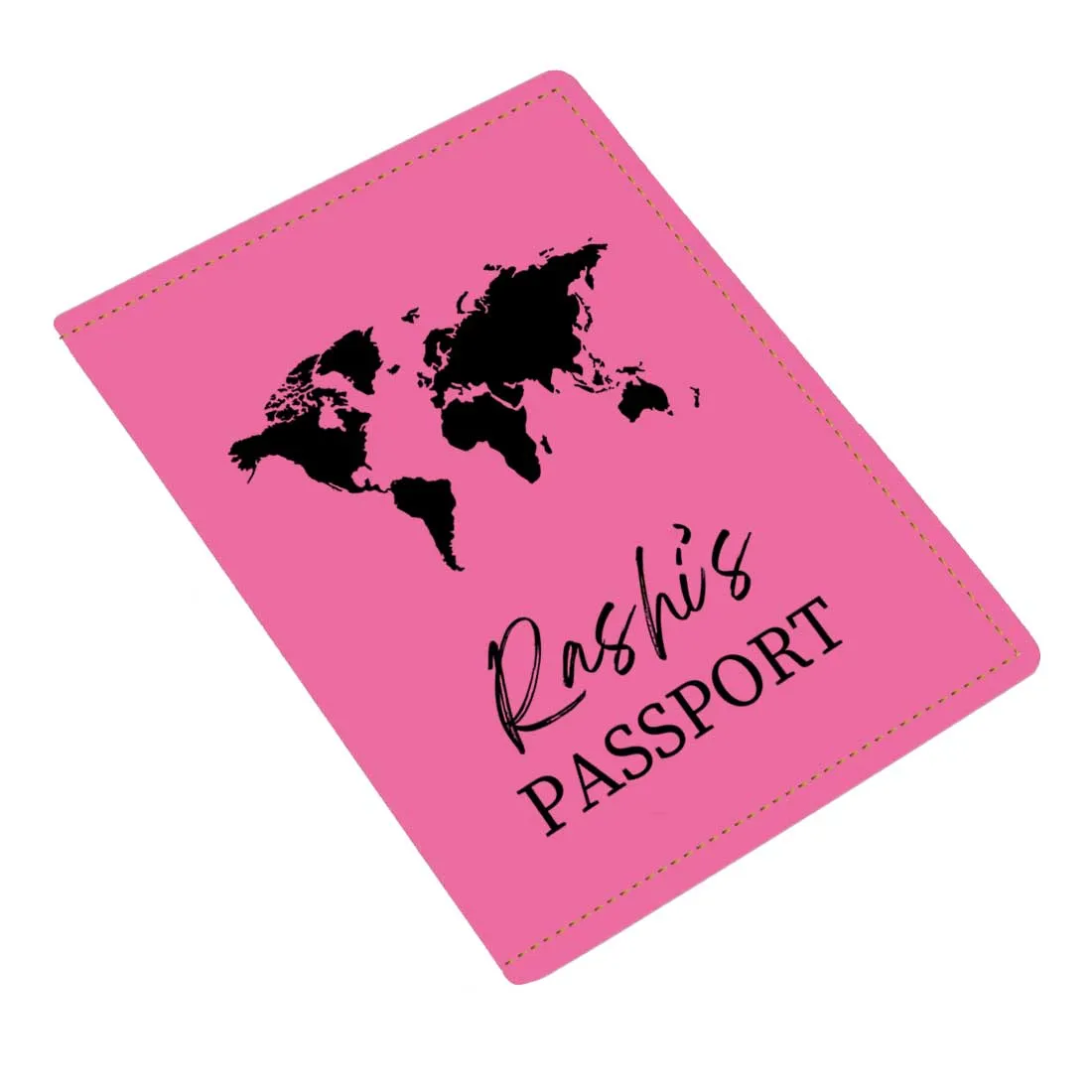 Leather Passport Holder Customized with Name Design Passport Cover and Luggage Tag Set - MAP