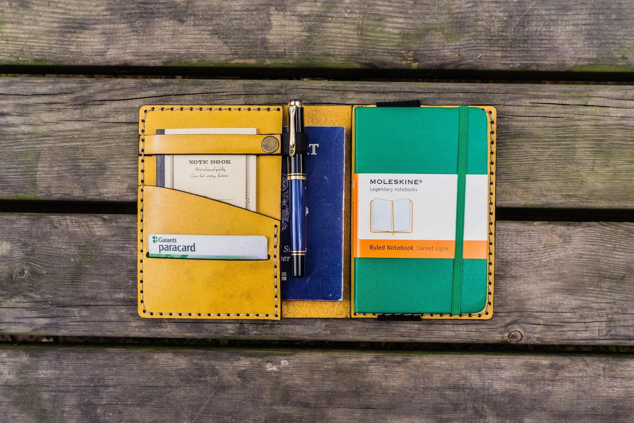 Leather Pocket Moleskine Journal Cover - Yellow