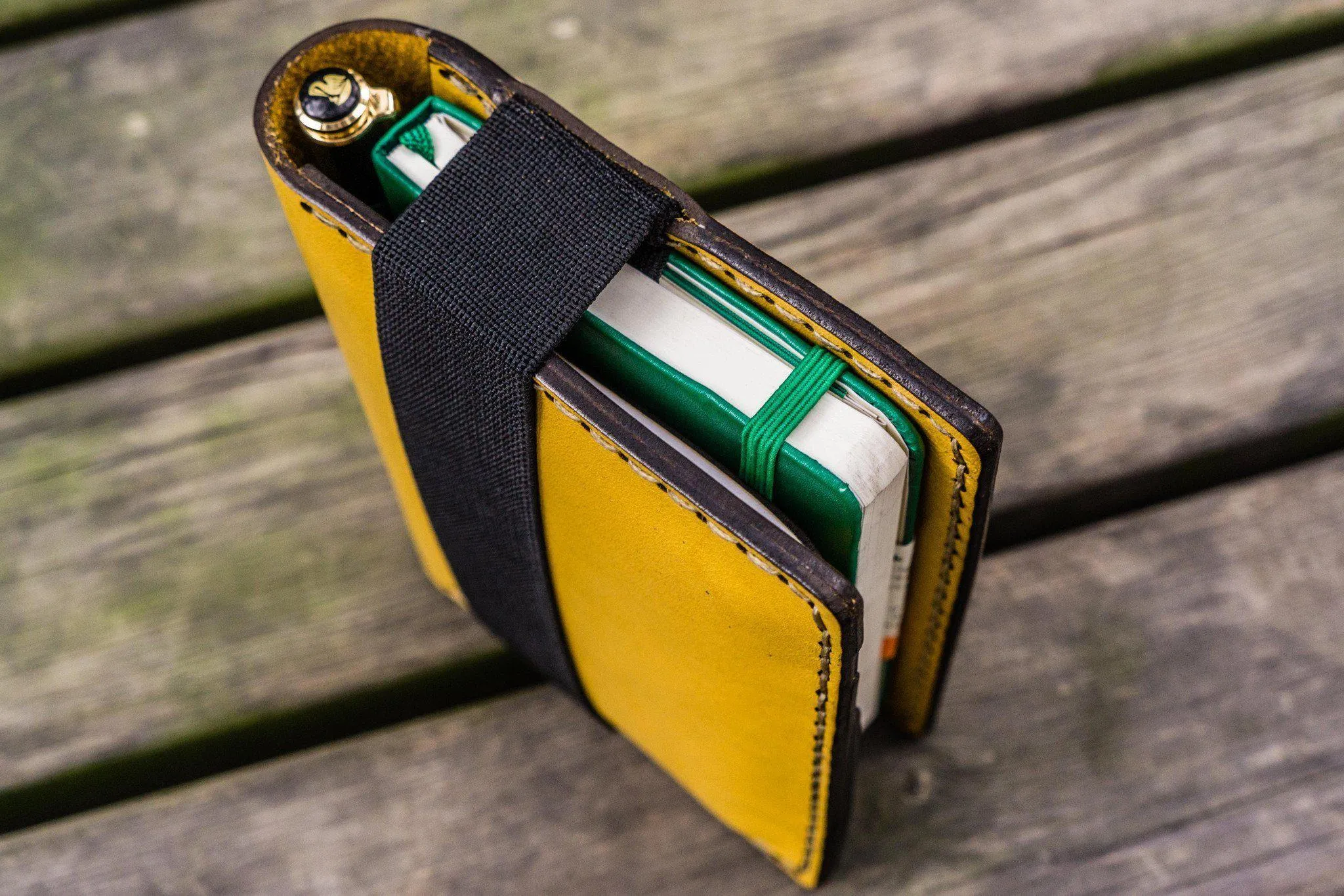 Leather Pocket Moleskine Journal Cover - Yellow